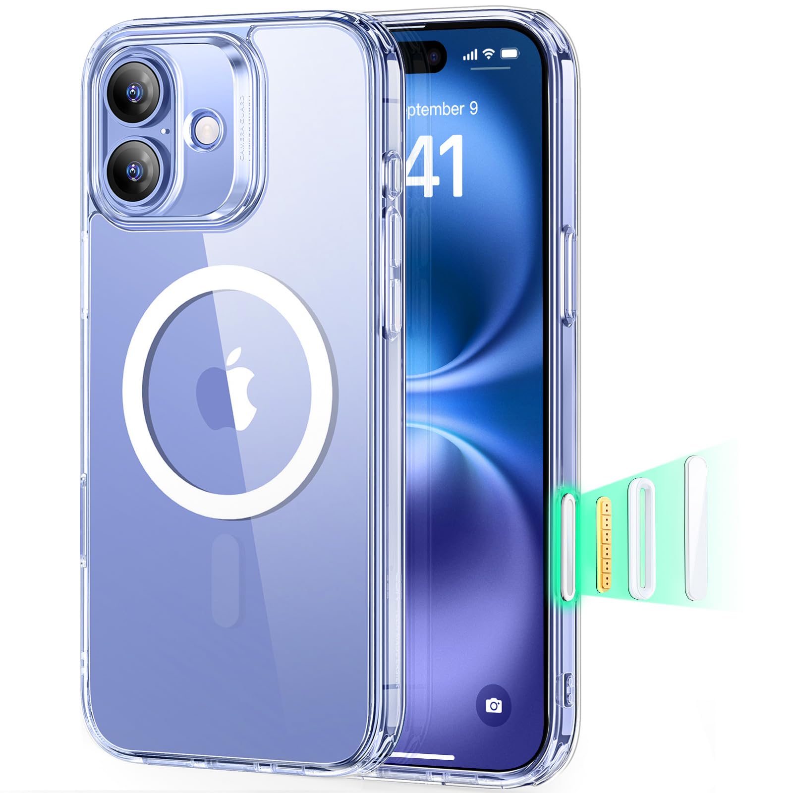 ESR Cover per iPhone 17 Pro Max, Custodia per controllo della fotocamera, Compatibile con MagSafe, Protezione antiurto di livello militare, Angoli Air Guard ammortizzanti, Trasparente