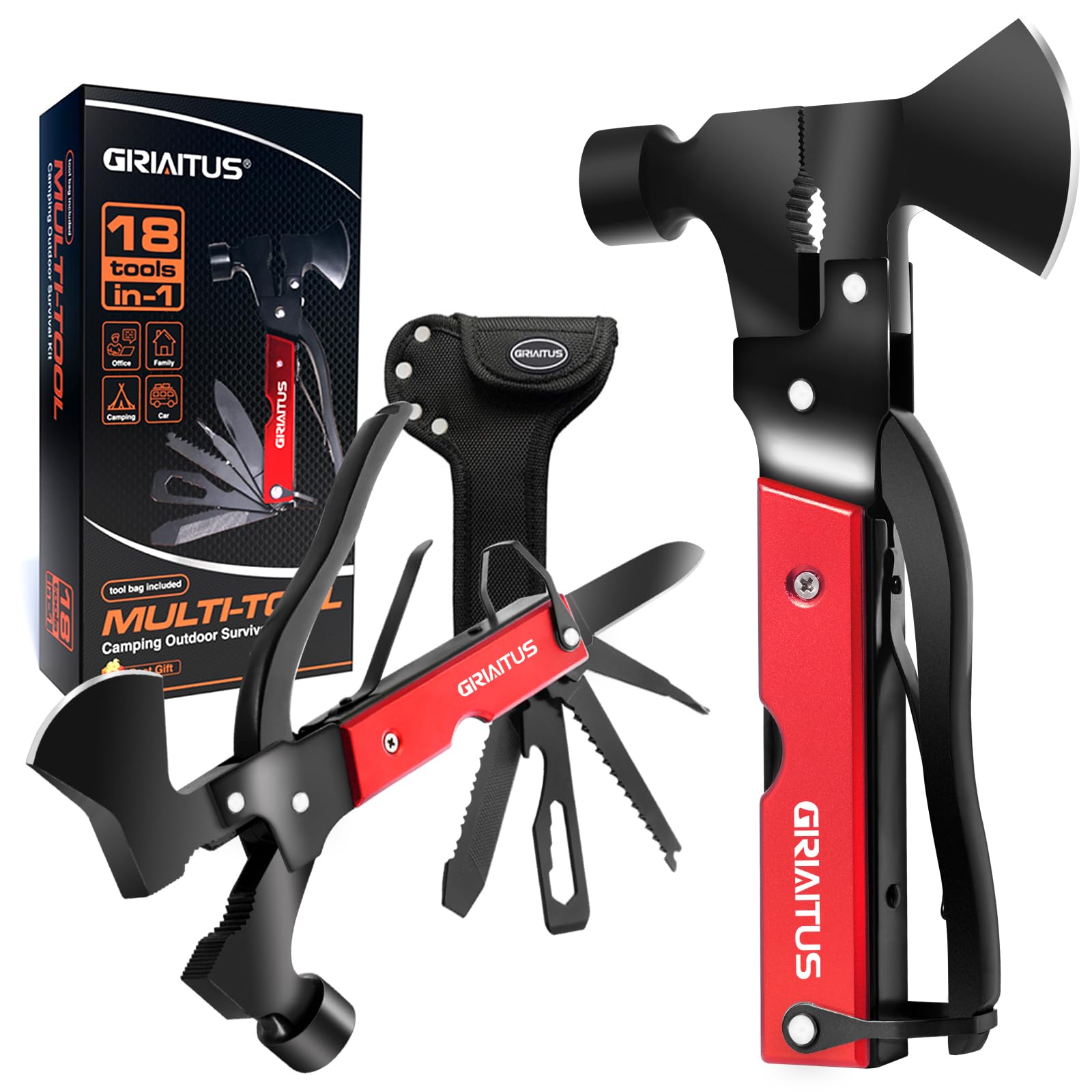 Campeggio Accessori Utili 16in1 Multitool Ascia Sopravvivenza Idee Regalo Uomo Regali Natale con Coltello Martello Pinze Seghetto Cacciavite