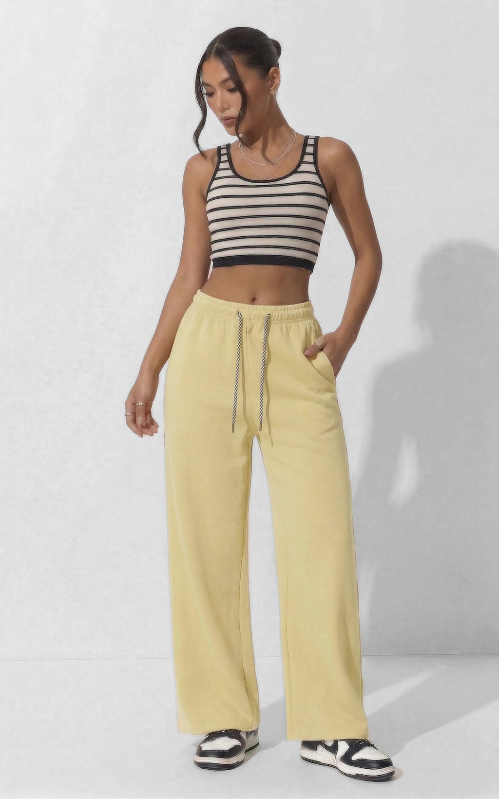 Pantaloni Tuta Donna Larghi Vita Alta con Tasche Pantaloni Sportivi Leggeri e Comodi Jogging Casual Fitness Palestra