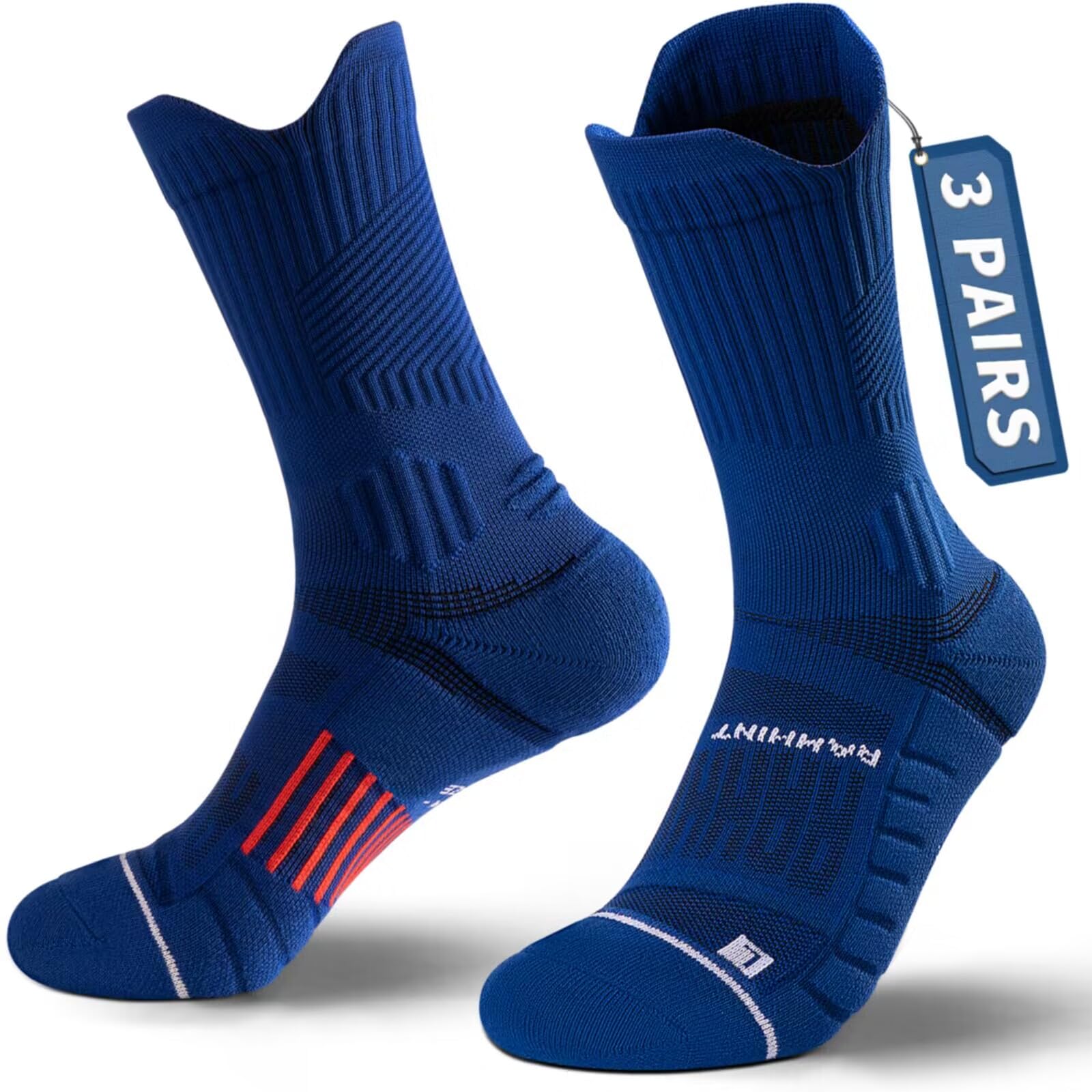 Coolmax Compressione 3 Paia Calzini Running Uomo Calze da Corsa Trekking Padel Uomo, Anti-Vesciche & Con Supporto Dell'arco Plantare, 35-51