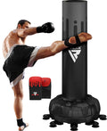 RDX Sacco da Boxe Terra, XXL 150KG 6FT Pesante Pieno KARA Sacco con Guantoni e Base, Maya Hide Pelle Piedistallo Adulti Free Standing Bag, MMA Arti Marziali Pugilato Muay Thai Kick Boxing