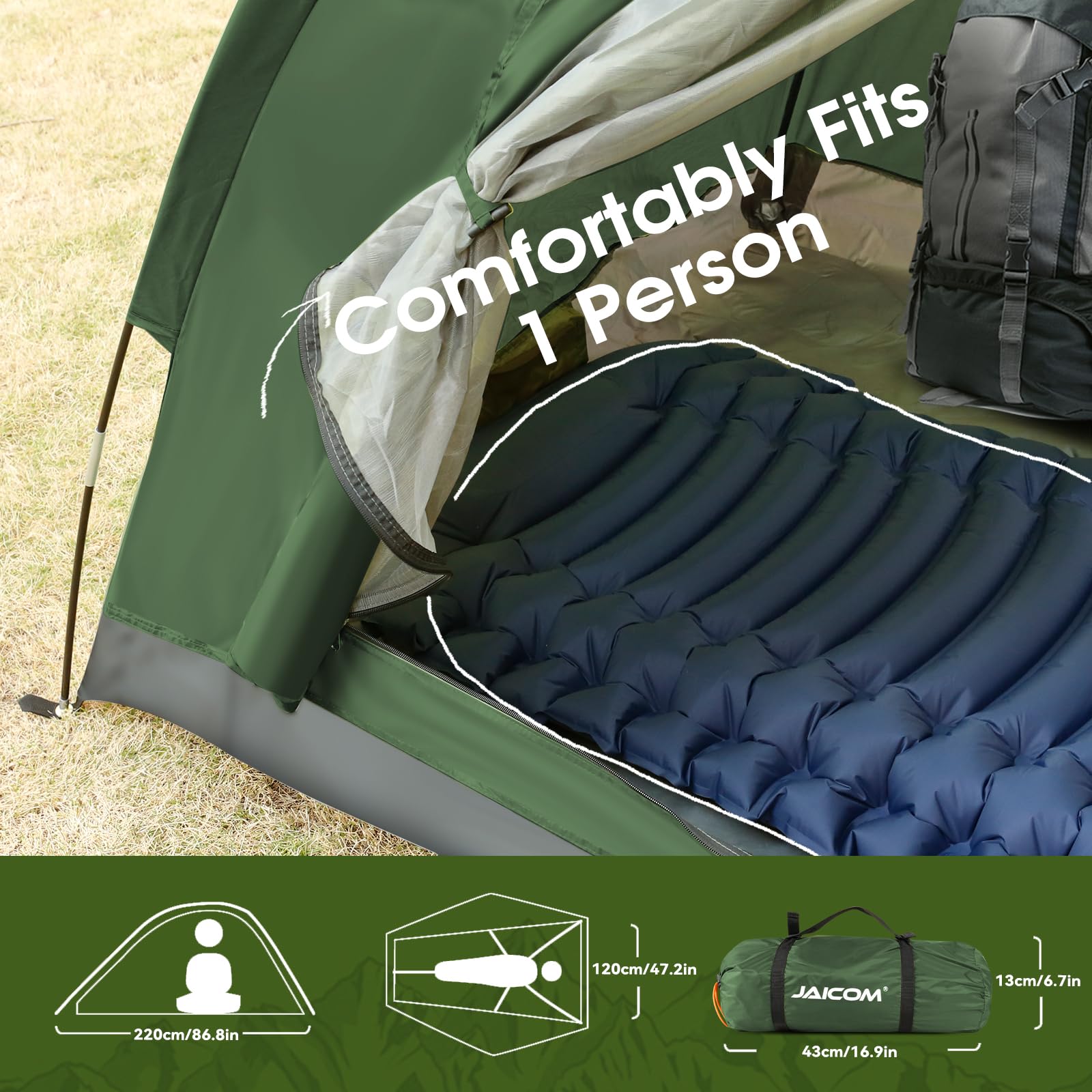 JAICOM Tenda da Campeggio per 1-4 Persone, Ultraleggera Impermeabile Tende igloo Tenda Campeggio per 3-4 Stagioni, Facile da installare, Ideale per Campeggio, Trekking, Spiaggia, Arrampicata