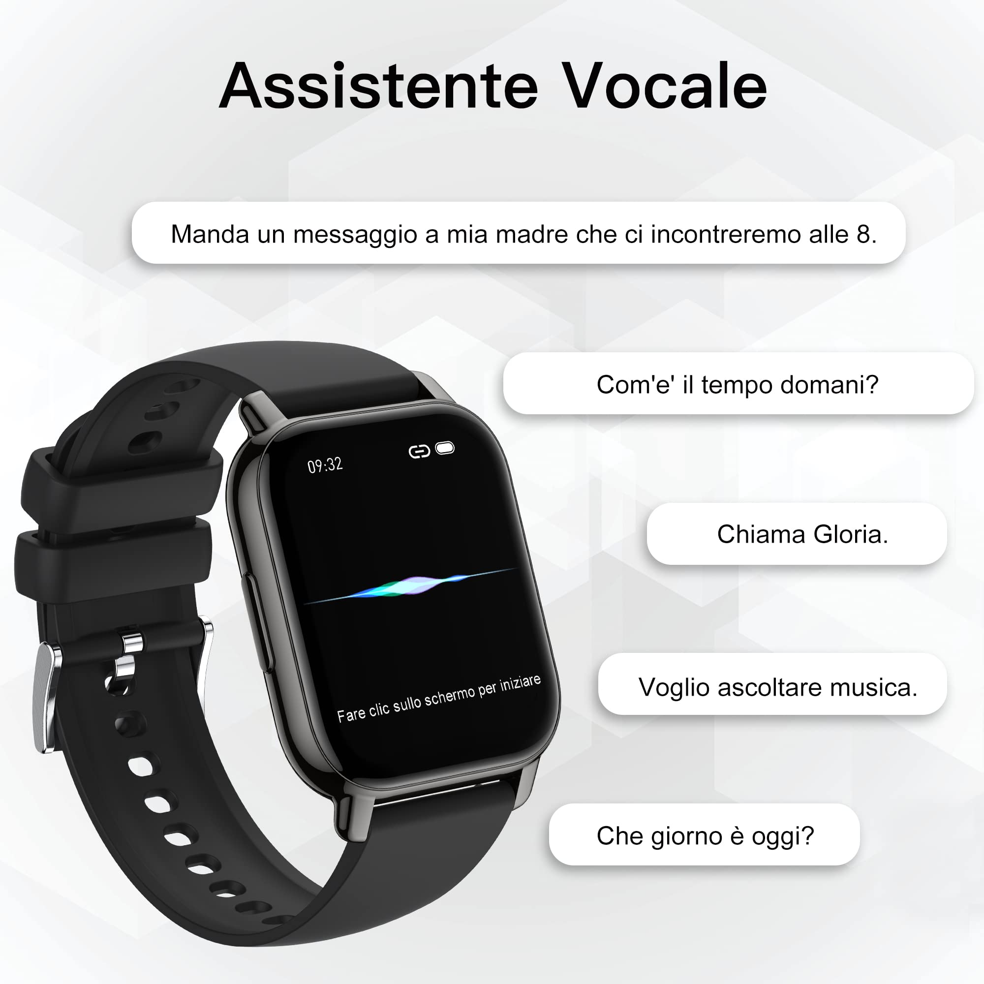 Popglory Smartwatch Uomo Donna Chiamate e Whatsapp, AI Orologio Contapassi 100+ Sports, Assistente, Salute 24/7, Pressione Sanguigna, Cardiofrequenzimetro, SpO2 Sonno, 2 Cinturini per Android iOS