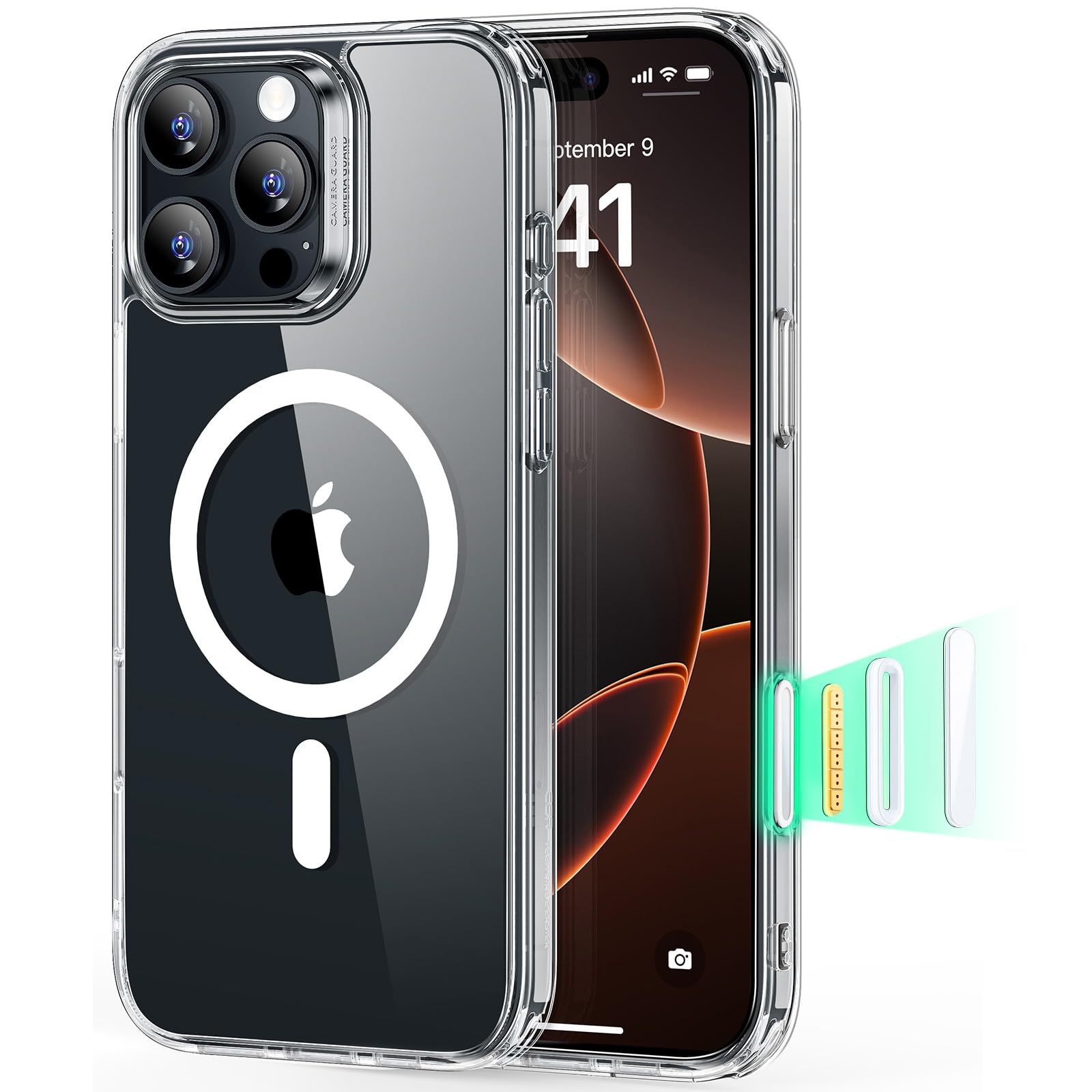 ESR Cover per iPhone 17 Pro Max, Custodia per controllo della fotocamera, Compatibile con MagSafe, Protezione antiurto di livello militare, Angoli Air Guard ammortizzanti, Trasparente