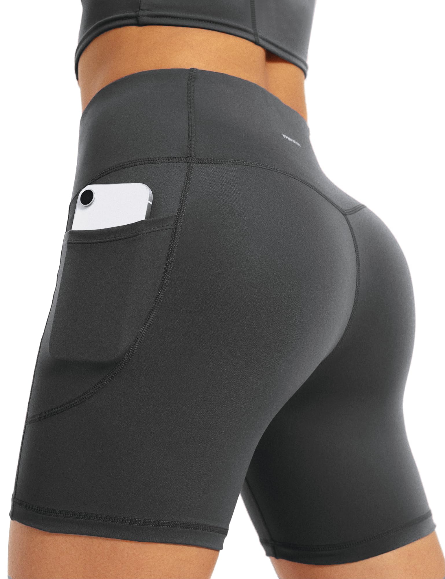 Yogaration Pantaloncini Palestra Donna, Shorts Sportivi Vita Alta con Tasche, Leggins Corti Push up Senza Cuciture per Yoga Fitness Gym Sport Estivi