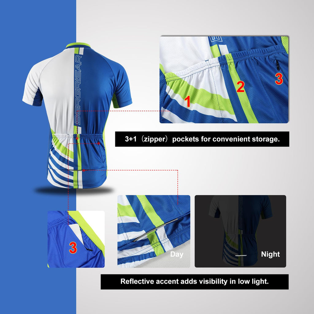 BERGRISAR Maglia da Ciclismo a Maniche Corte da Uomo, Traspirante Leggero Estiva Abbigliamento per MTB Bici