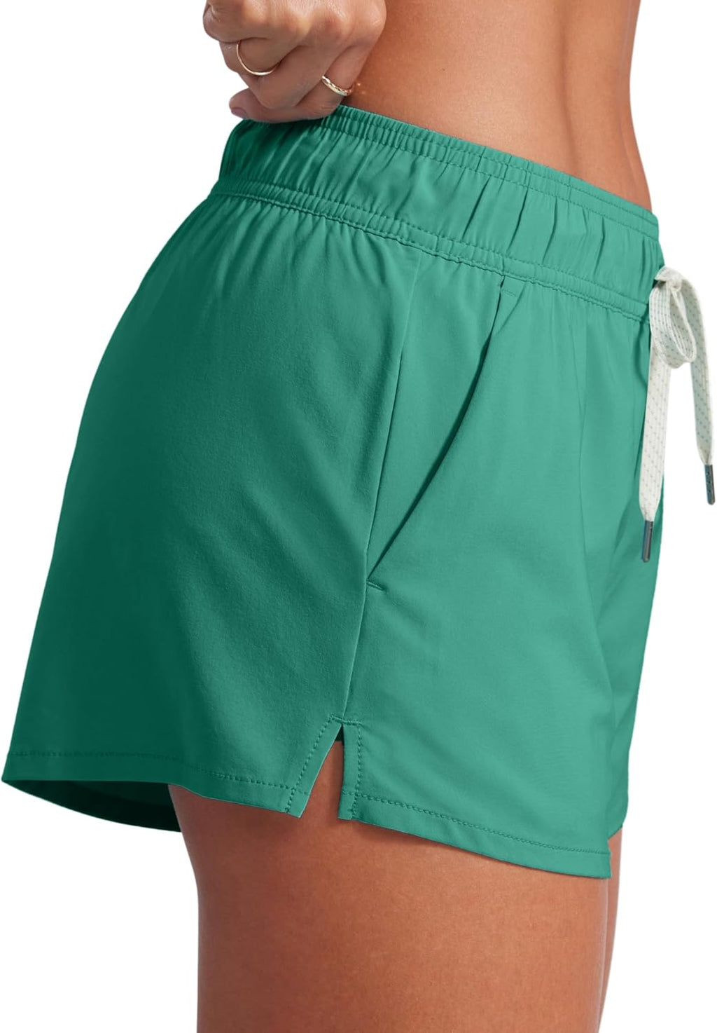 CRZ YOGA Donna 3” Vita Media Nuoto Pantaloncini Spacchetti Laterali Costume da Bagno Asciugatura Rapida con Fodera Tasche
