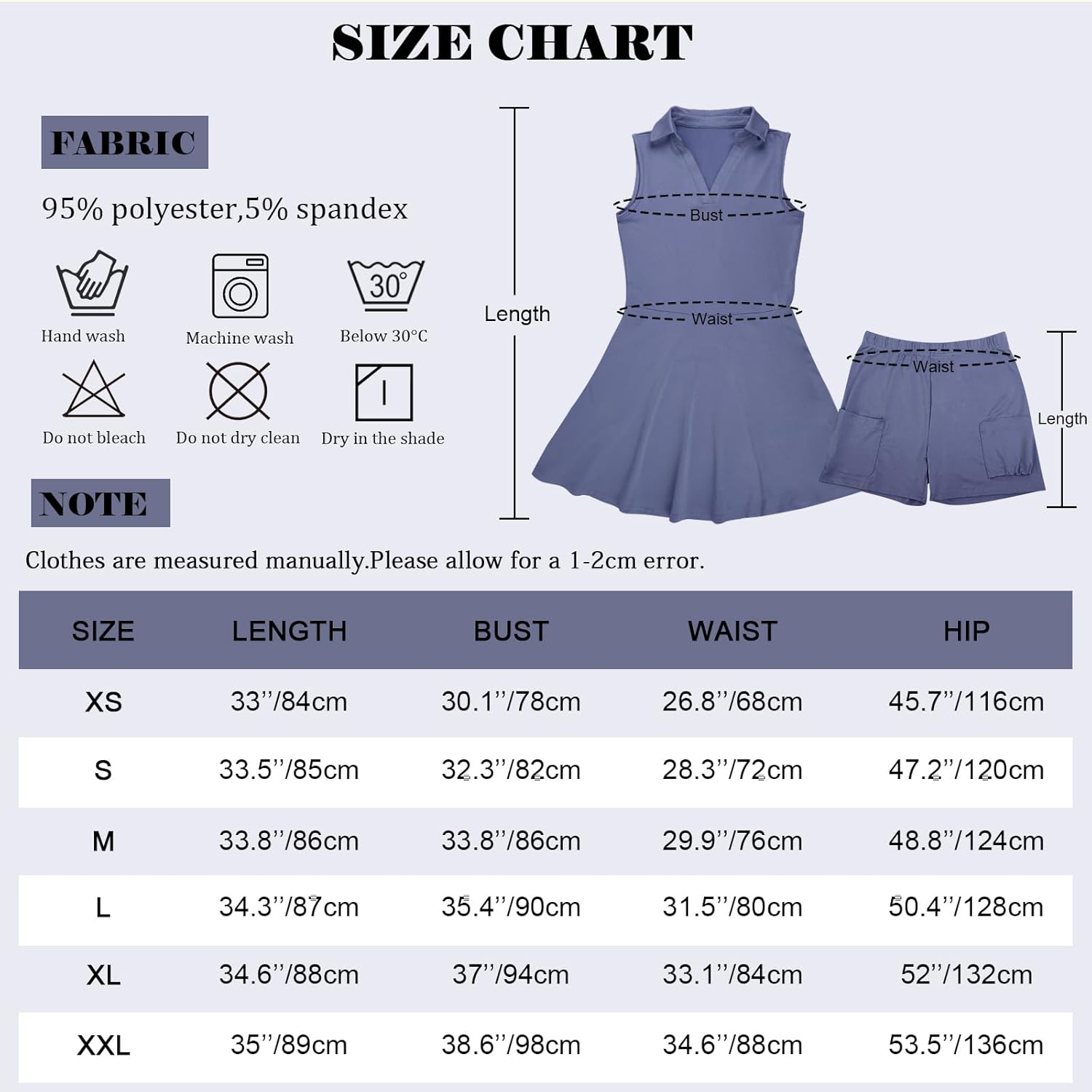 Bezioner Vestito Tennis Donna Vestito Polo con Pantaloncini Vita Alta Abiti da Golf con Tasche Senza Maniche Abito Sportivo