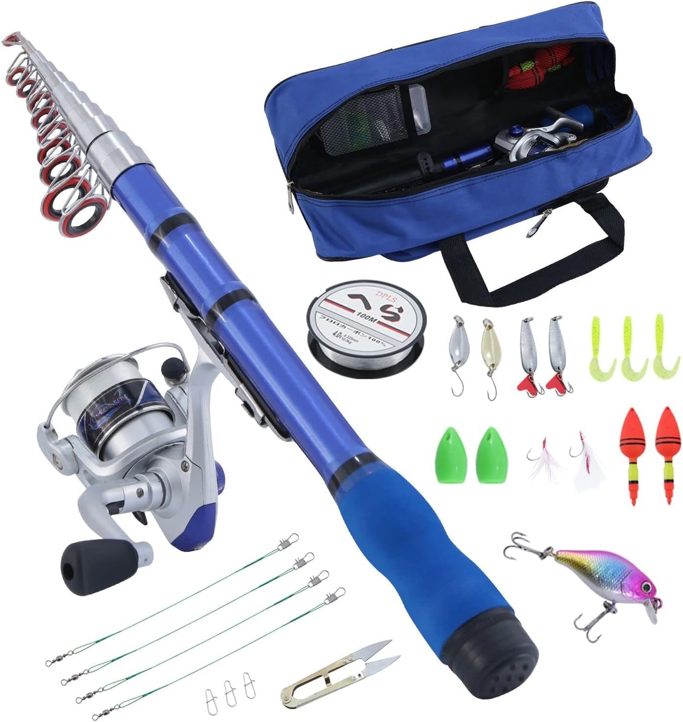 Mini Mulinello da Spinning e Canna Combo Mano Portatile Telescopica Fibra di Carbonio Dura al 99% Mare Canna da Pesca e Mulinello Esche Artificiali Lenza