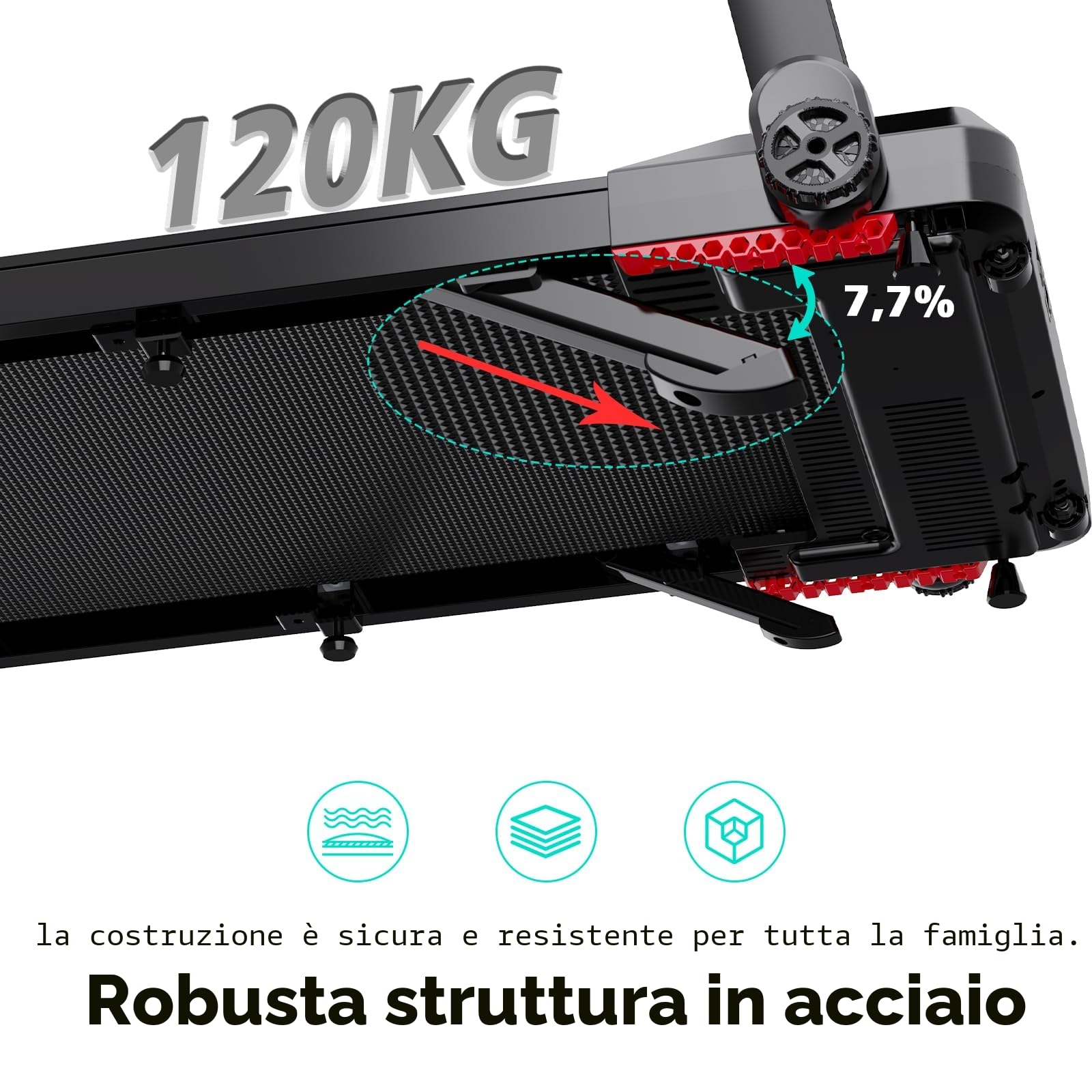 CITYSPORTS Tapis Roulant Elettrico Pieghevole 1-12km/h, Salvaspazio Con Display a LED, Supporto per App e Tablet a 360°, Compatto per Casa e Ufficio