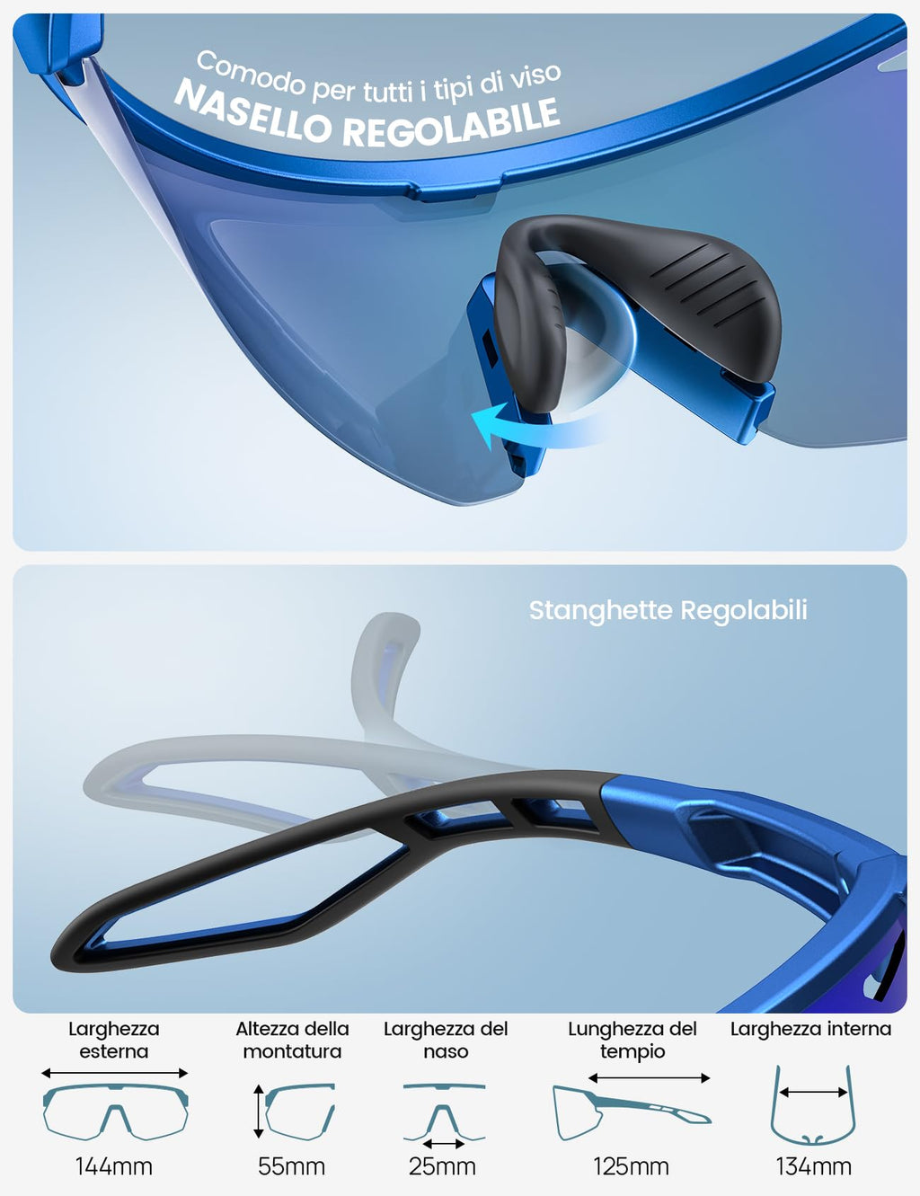 Lamicall Occhiali da Sole Ciclismo Polarizzati, [24g Ultraleggero] Anti-UV400, TR90-Telaio, Nasello Regolabile, Occhiali da Sole Sportivi per Uomo e Donna, per Pesca/Corsa/Sport all'Aperto