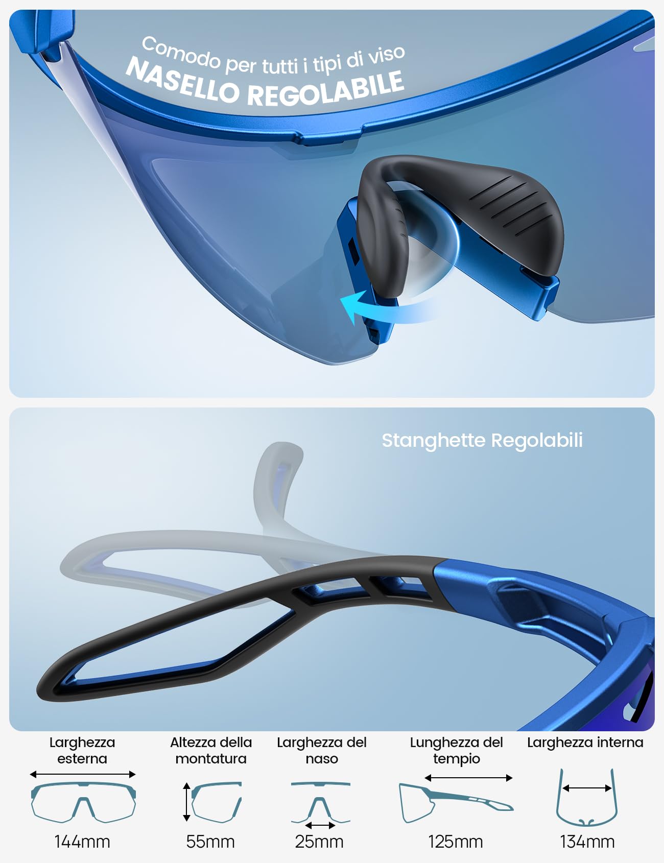 Lamicall Occhiali da Sole Ciclismo Polarizzati, [24g Ultraleggero] Anti-UV400, TR90-Telaio, Nasello Regolabile, Occhiali da Sole Sportivi per Uomo e Donna, per Pesca/Corsa/Sport all'Aperto