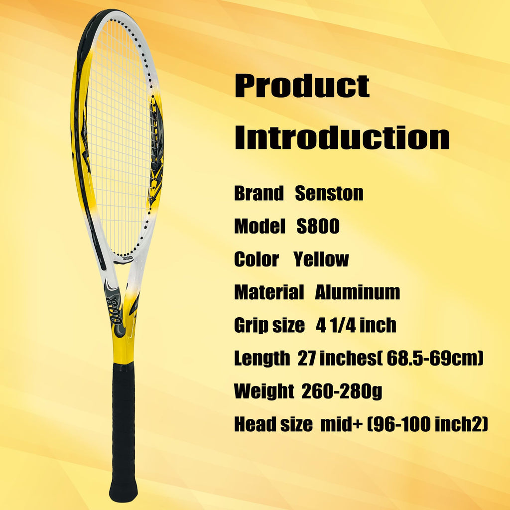 Senston Racchetta da Tennis da 27'', Racchette Tennis con Borsa, Grip da Tennis, Smorzatore di Vibrazioni, Presa e Controllo Eccellenti