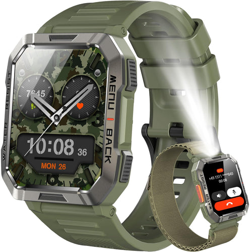 Blackview Smartwatch Uomo, Orologio Intelligente Fitness con Chiamate Bluetooth, 2.01" Militari Smart Watch Tracker 100+ Modalità Sportive/Cardiofrequenzimetro/SpO2/Torcia/Bussola per Android iOS