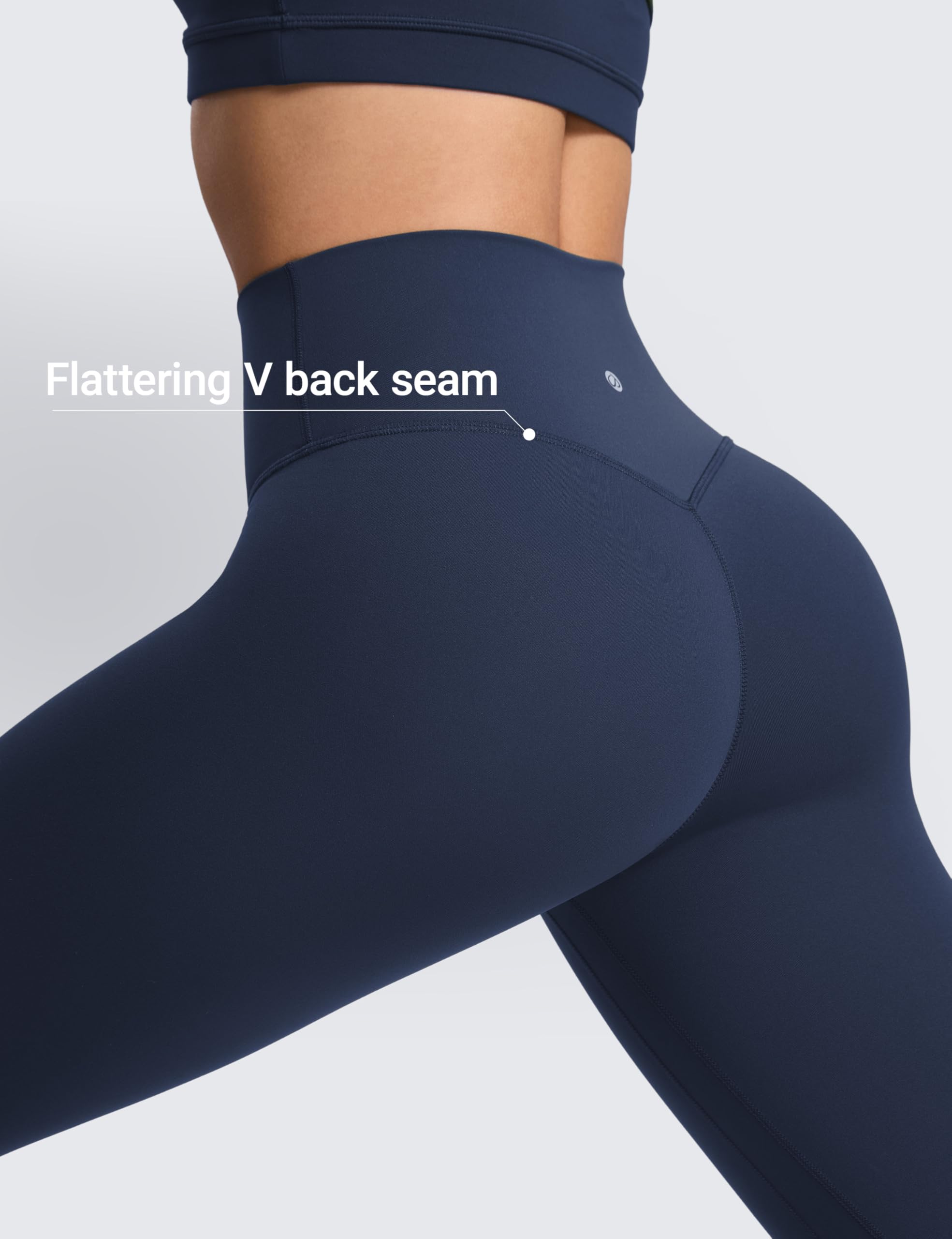 CRZ YOGA SculptAir No Frontale Cucitura Yoga Leggings 64cm - Alto Sciancrato Donna Allenamento Pantaloni