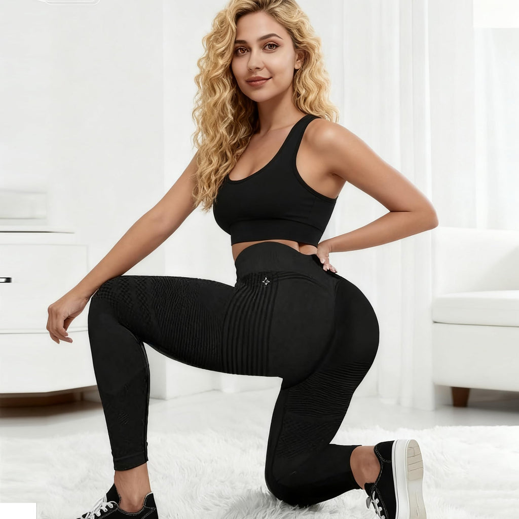 Leggins Anticellulite Donna, Leggings Sportivi Lunghi Compressione Push Up Glutei, Vita Alta Opachi Yoga Pilates Fitness