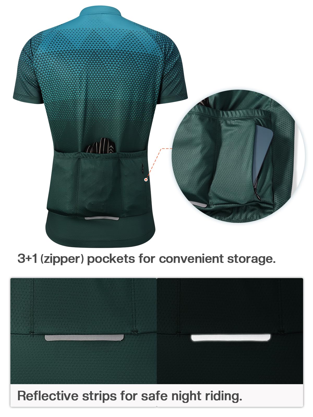 BERGRISAR Maglia da Ciclismo a Maniche Corte da Uomo, Traspirante Leggero Estiva Abbigliamento per MTB Bici
