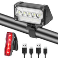 Luci Bici Ricaricabili USB,Luci Bicicletta LED Potenti Super Luminoso 2000 Lumens Luce Bici Anteriore e Posteriore ，Impermeabile IPX5 Set di luci per Bicicletta per Strada e Montagna