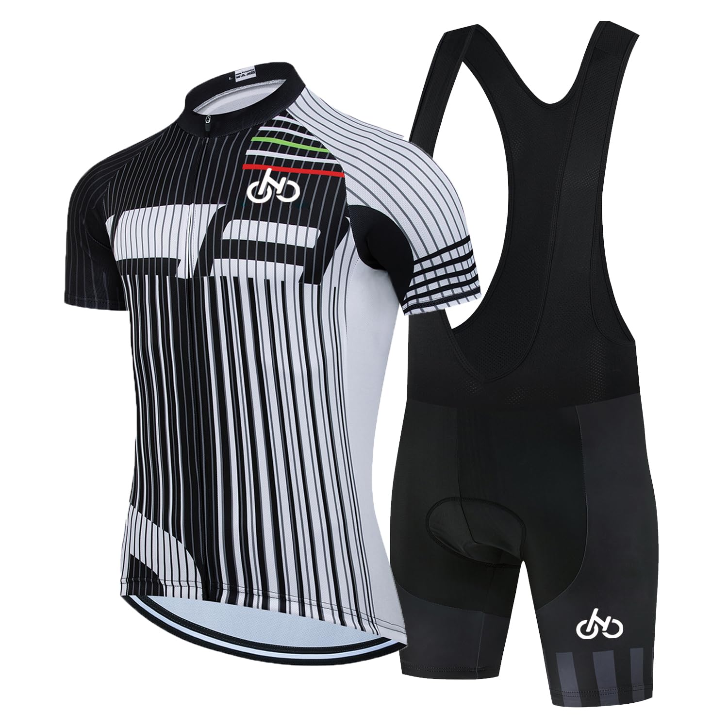 Abbigliamento Ciclismo da Uomo Maniche Corte Completo Bici Completo Ciclismo Manica Corta Tuta Ciclismo Uomo Pantaloncini con Bretelle in Gel 3D Traspirante e ad Asciugatura Rapida