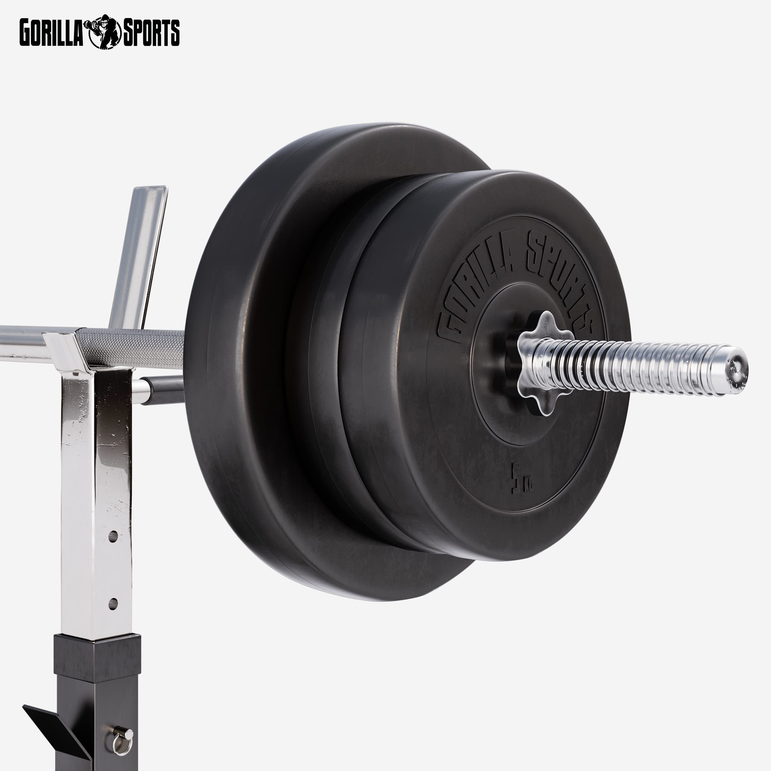 GORILLA SPORTS® Panca Pesi Multifunzione Regolabile – Pieghevole con Porta, Bilanciere e Manubri con Dischi 38/70/100 kg – Piana/Inclinata, Struttura Robusta Max 200 kg – Palestra Casa Fitness