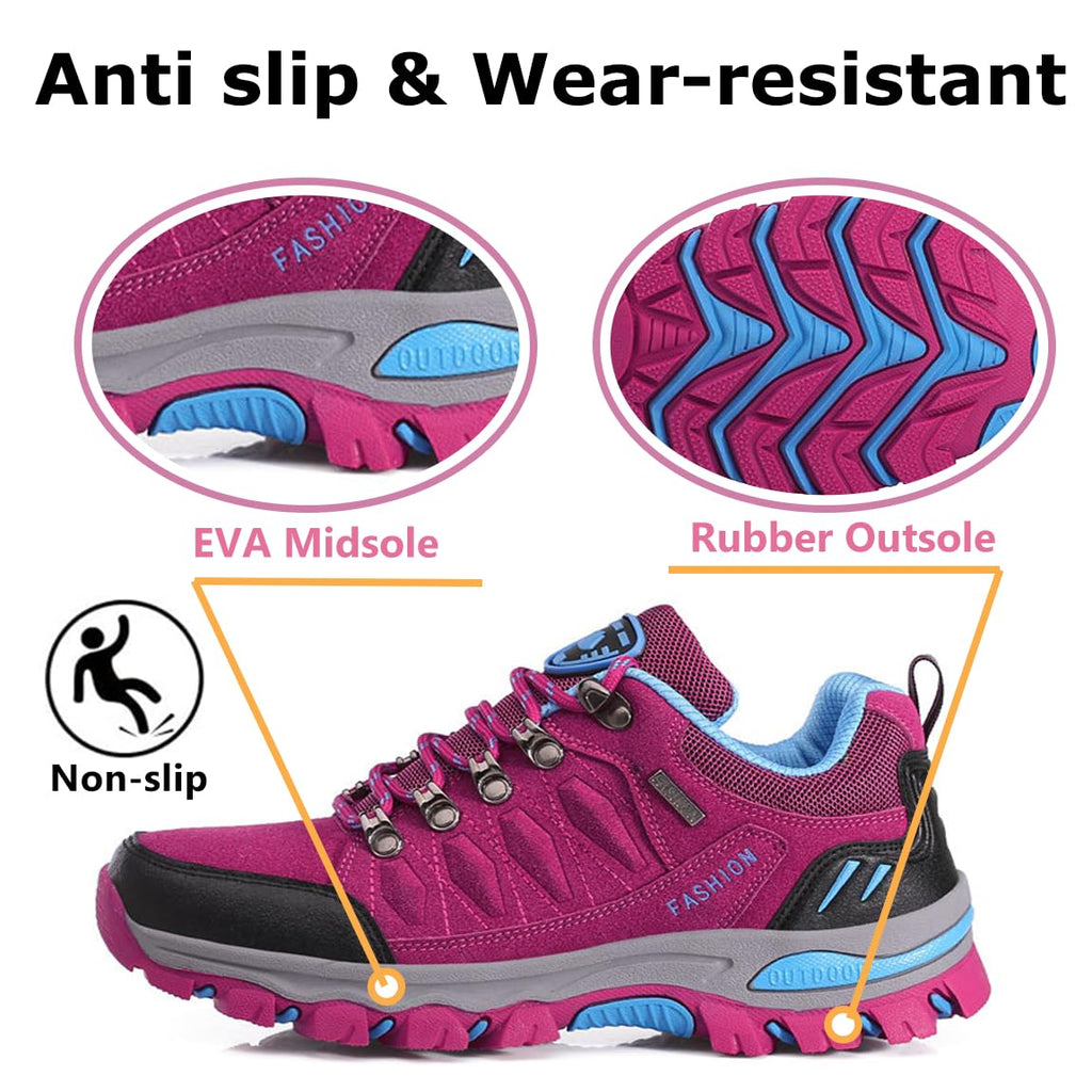 Scarpe da Trekking da Donna Scarpe Sportive Basse Scarpe da Trekking Leggere all'aperto Scarpe da Trekking Antiscivolo Adatte al Campeggio e all'escursionismo Nero Grigio Viola Rosa 36-42EU