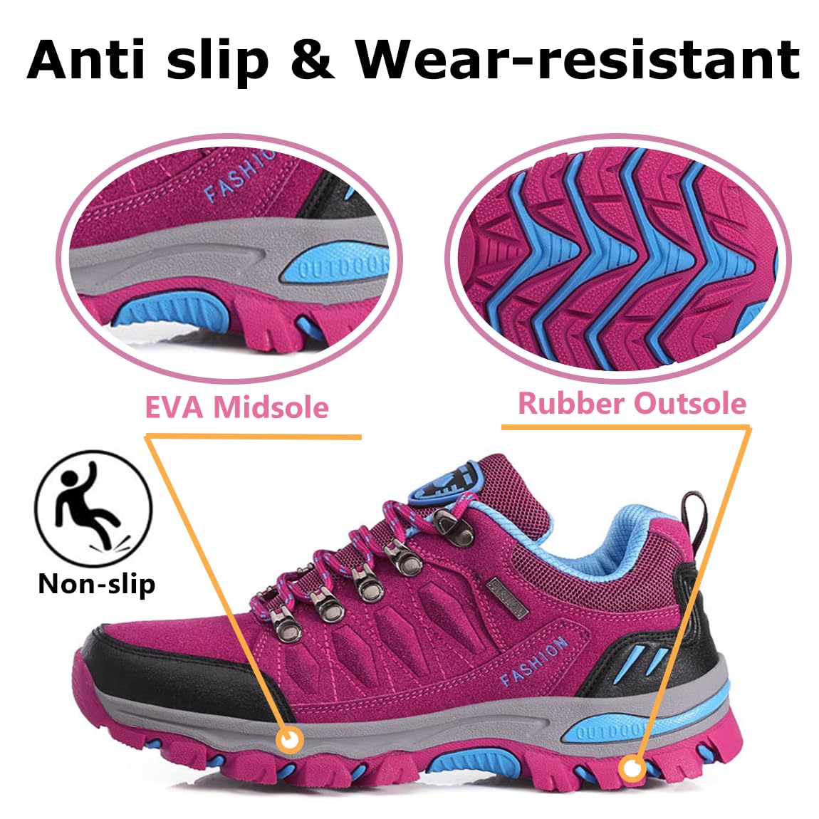 Scarpe da Trekking da Donna Scarpe Sportive Basse Scarpe da Trekking Leggere all'aperto Scarpe da Trekking Antiscivolo Adatte al Campeggio e all'escursionismo Nero Grigio Viola Rosa 36-42EU