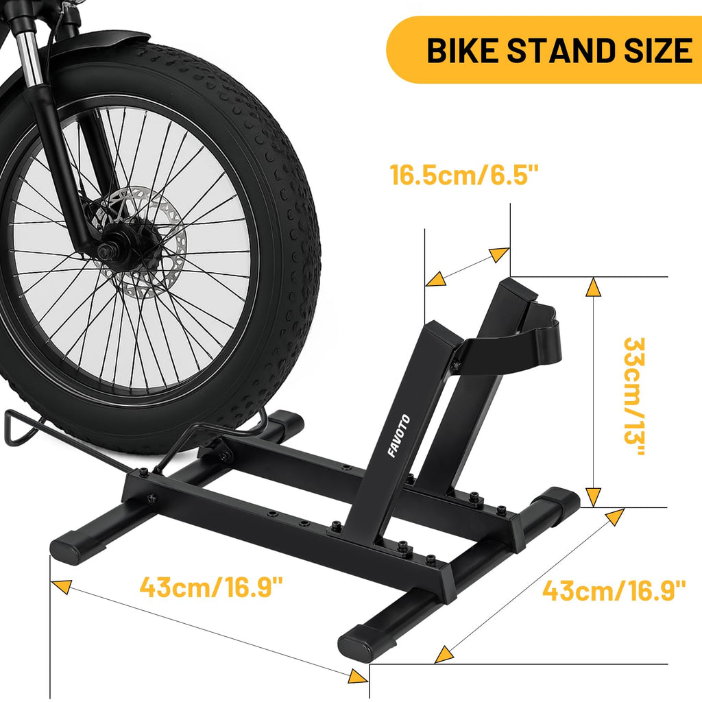Favoto Cavalletto per E-Bike e Biciclette - Supporto da Pavimento per Bici Elettriche e Tradizionali da 20-29 Pollici Corsa Mountain Capacità Massima 38kg Nero