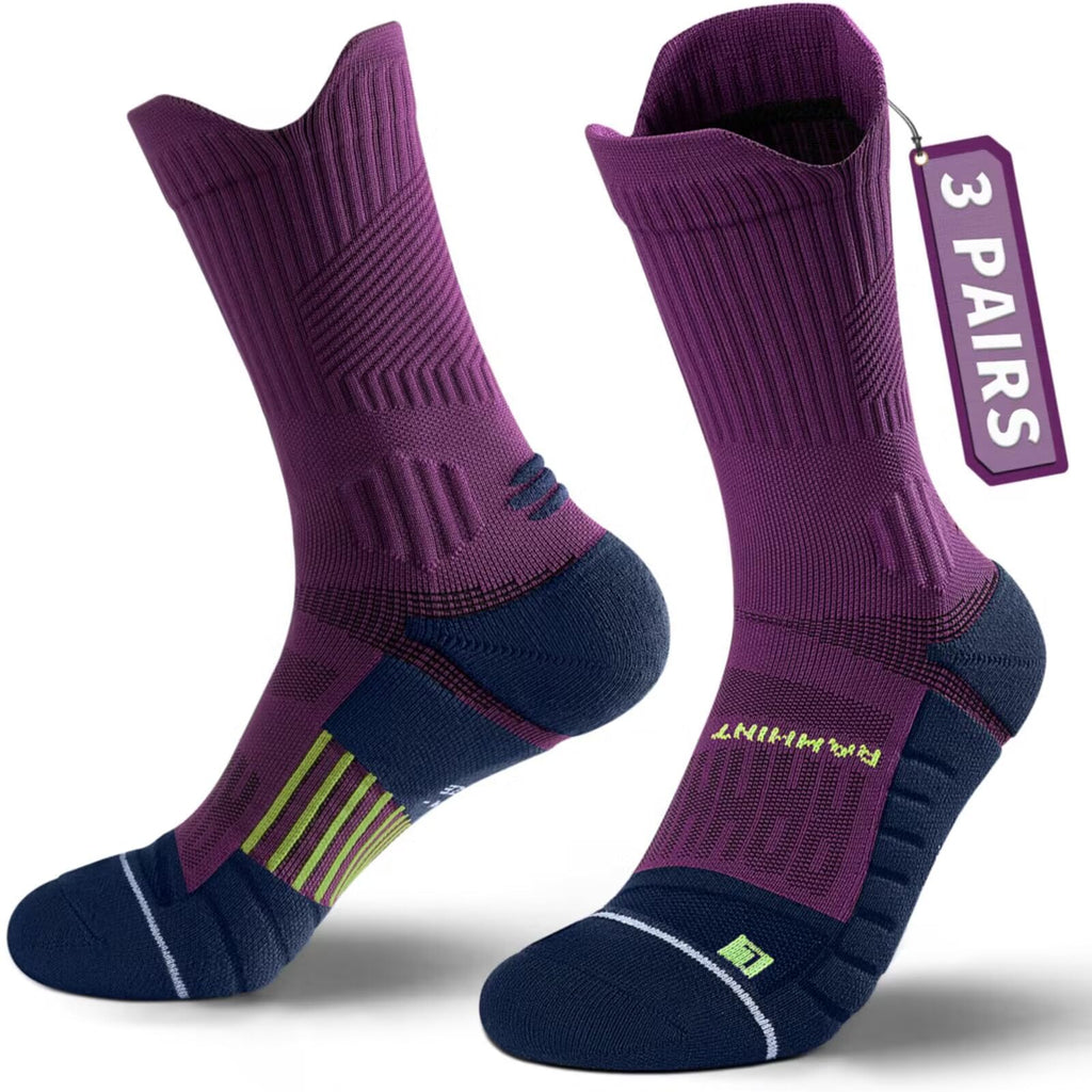 Coolmax Compressione 3 Paia Calzini Running Uomo Calze da Corsa Trekking Padel Uomo, Anti-Vesciche & Con Supporto Dell'arco Plantare, 35-51