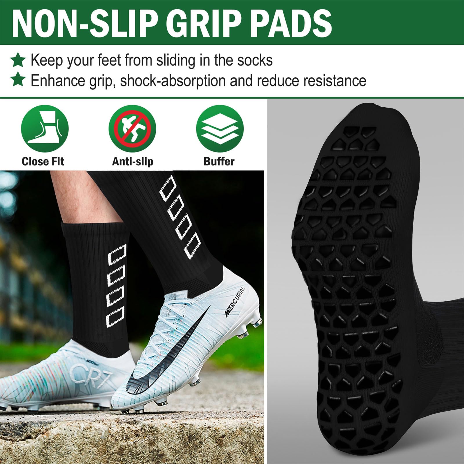 Calze Calcio Antiscivolo Uomo 37-45 Calze Antiscivolo Calcio Anti Vesciche Addensare Cotone Calzini Sportivi Donna Traspirante Calzini Grip Calcio per Ciclismo Trekking
