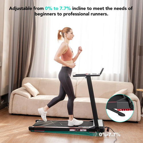 CITYSPORTS Tapis Roulant Elettrico Pieghevole 1-12km/h, Salvaspazio Con Display a LED, Supporto per App e Tablet a 360°, Compatto per Casa e Ufficio