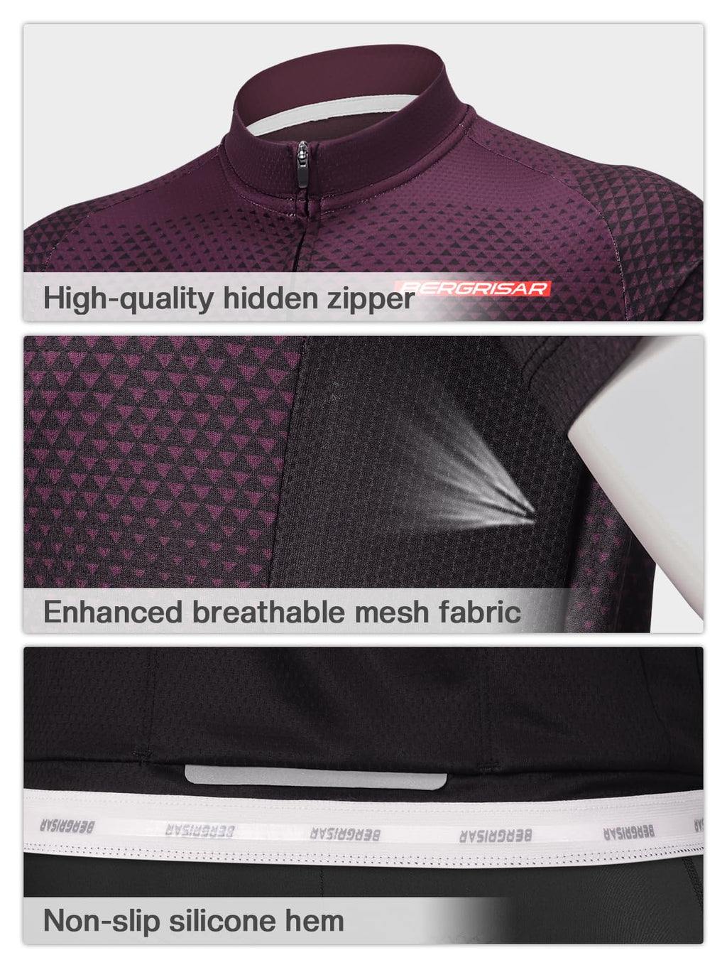 BERGRISAR Maglia da Ciclismo a Maniche Corte da Uomo, Traspirante Leggero Estiva Abbigliamento per MTB Bici