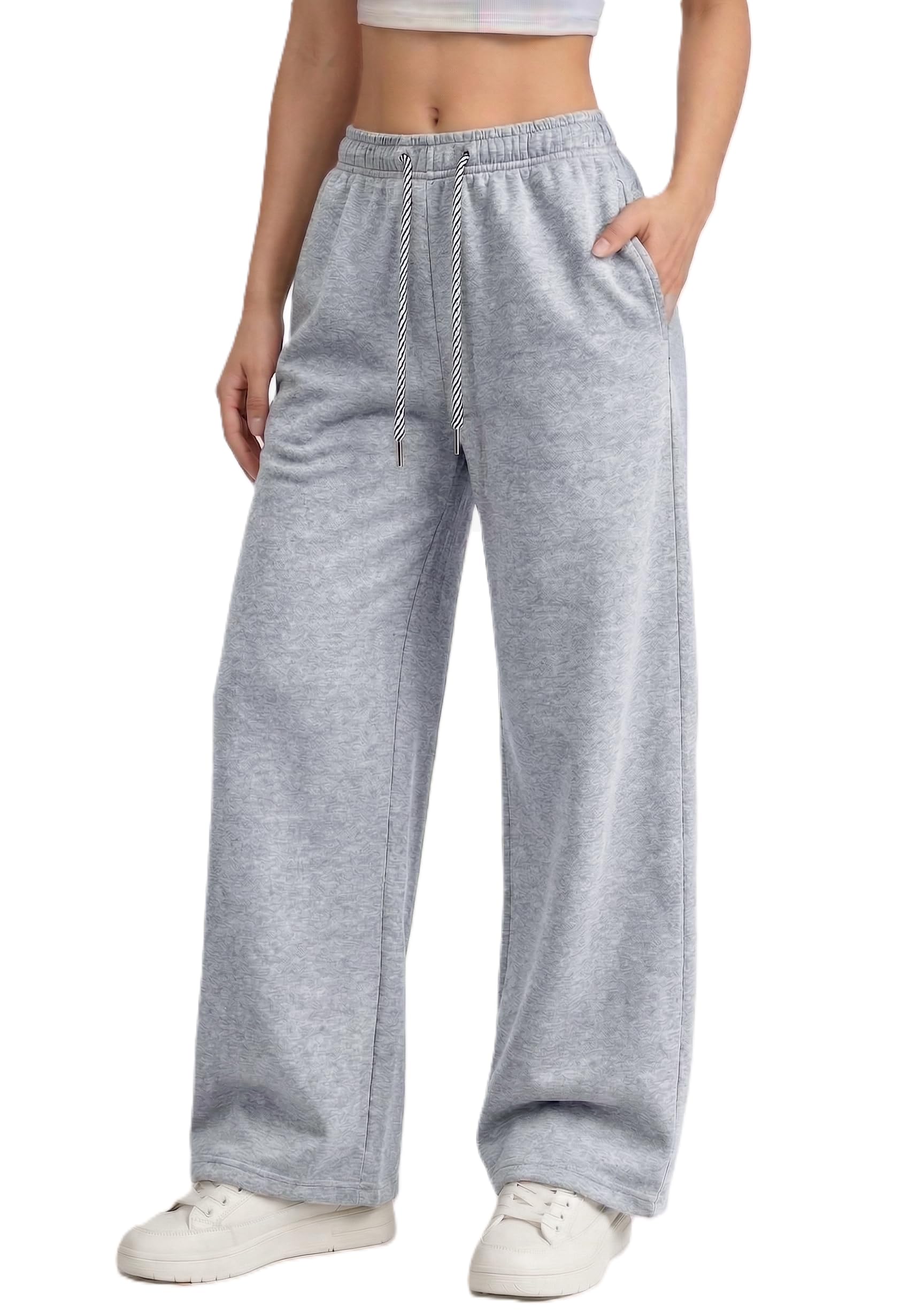 Pantaloni Tuta Donna Larghi Vita Alta con Tasche Pantaloni Sportivi Leggeri e Comodi Jogging Casual Fitness Palestra