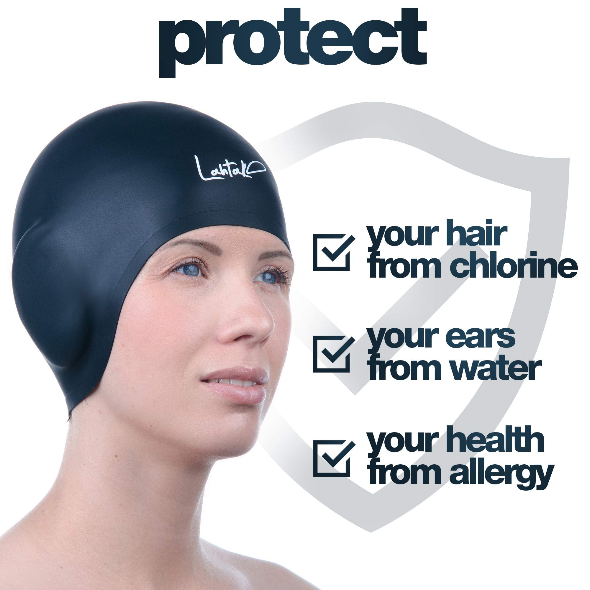 Cuffia da Nuoto per la Protezione delle Orecchie 3D - Cuffia Piscina Donna Uomo - Cuffia Nuoto Silicone Impermeabile - Cuffia Doccia Donna - Cuffia Piscina Capelli Lunghi e Corti