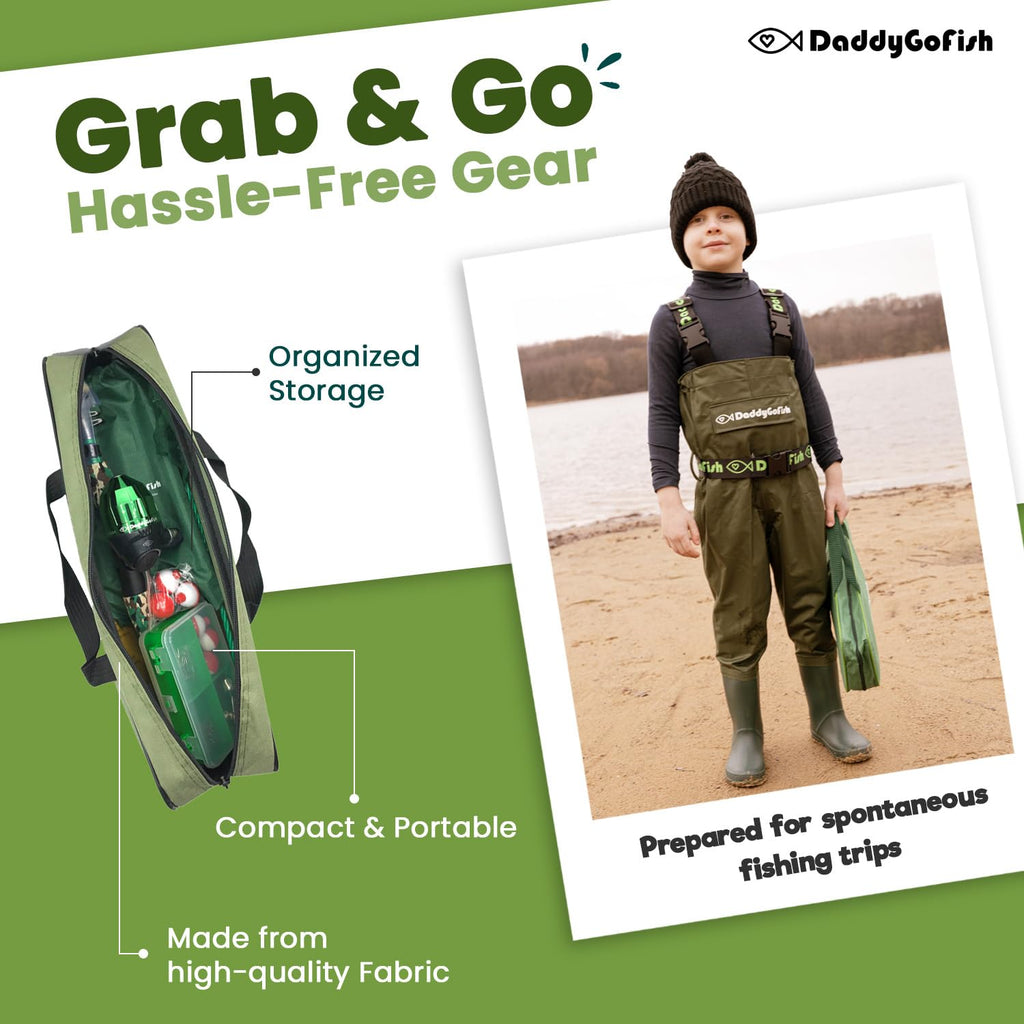 DaddyGoFish Kids Canna da Pesca Telescopica Spincast Combo Sedia Pieghevole Portacanna Tackle Box Bait Net Ragazzi Ragazze