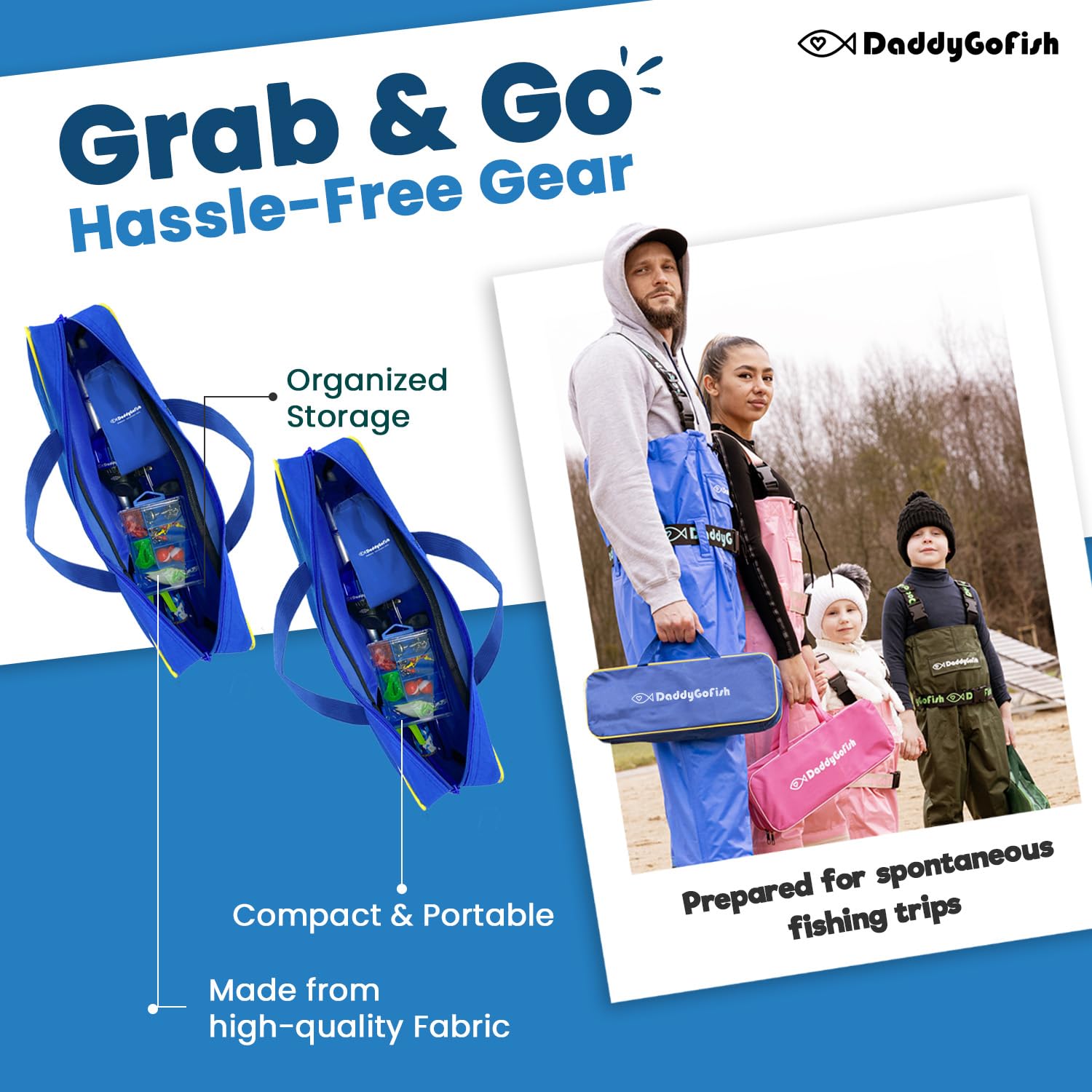 DaddyGoFish Kids Canna da Pesca Telescopica Spincast Combo Sedia Pieghevole Portacanna Tackle Box Bait Net Ragazzi Ragazze