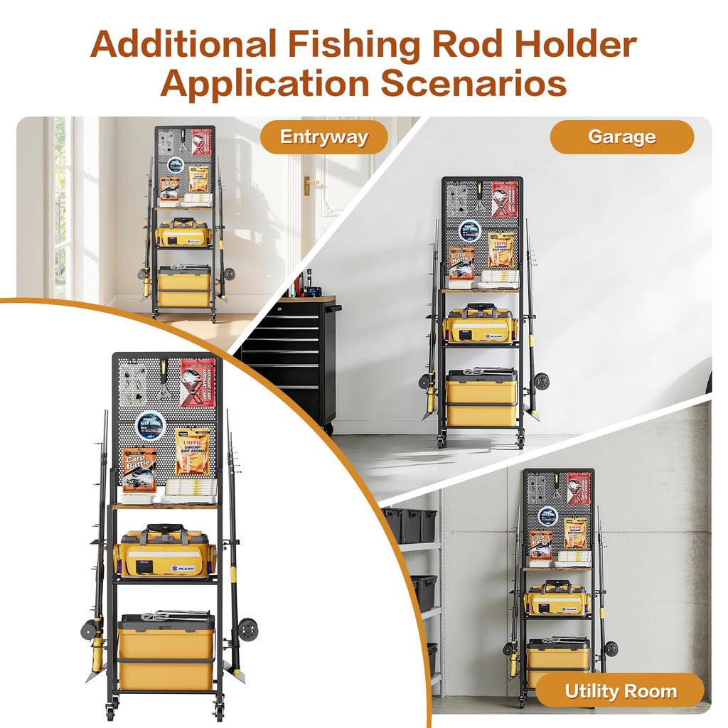 Bikoney Supporto per Canna da Pesca Accessori da Pesca Attrezzi da Pesca Organizzatori di Attrezzature da Pesca Negozio da Pesca Supporti per Canna da Pesca Carrello per Garage Casa Ingresso Angolo