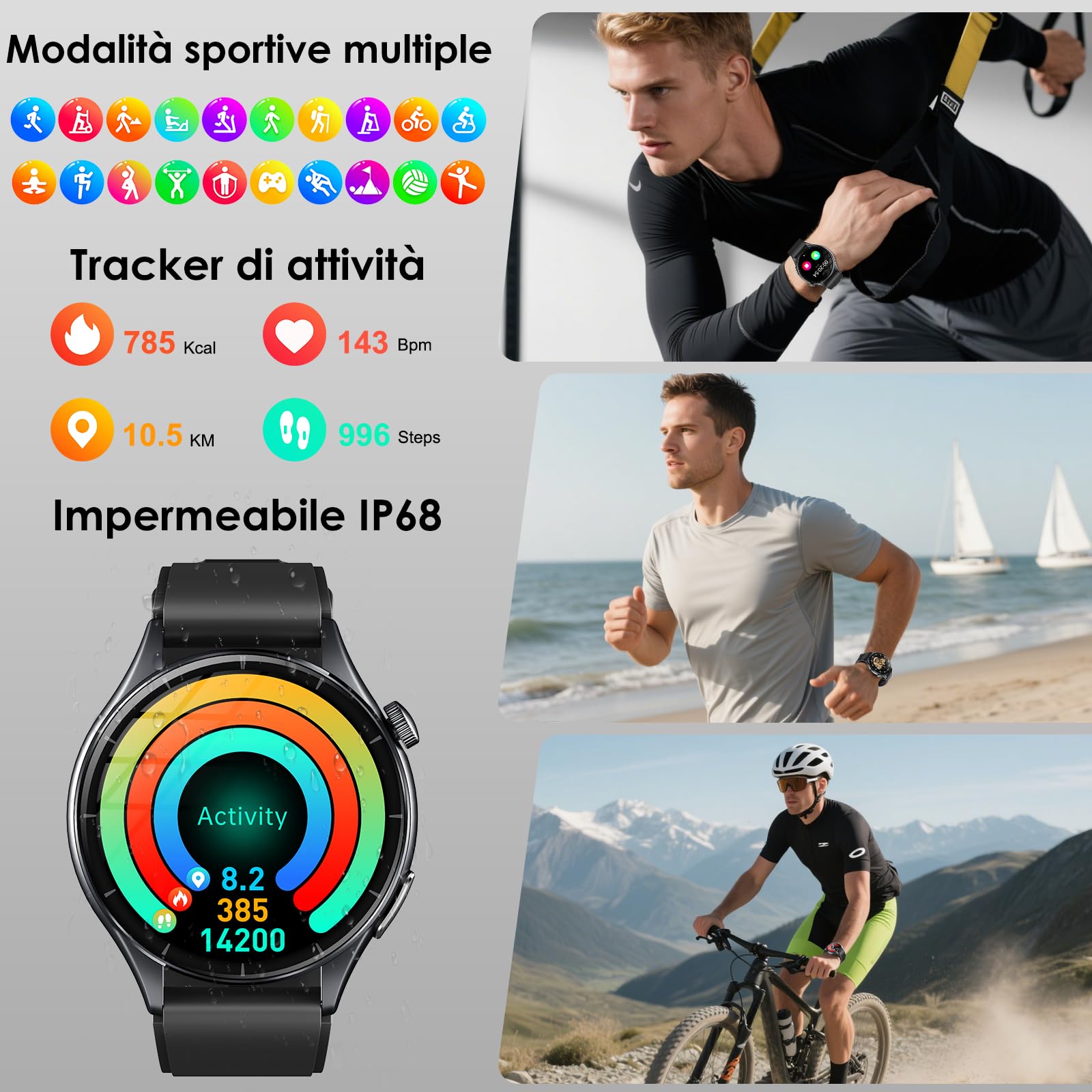 2026 Nuovo Smartwatch Uomo con ECG/Pressione Sanguigna/Sonno/Emozioni/Fatica/BMI/Temperatura/Cardiofrequenzimetro,1,56"AMOLED Salutare Orologio Fitness con Torcia LED/Funzione Telefono/Pulsante SOS