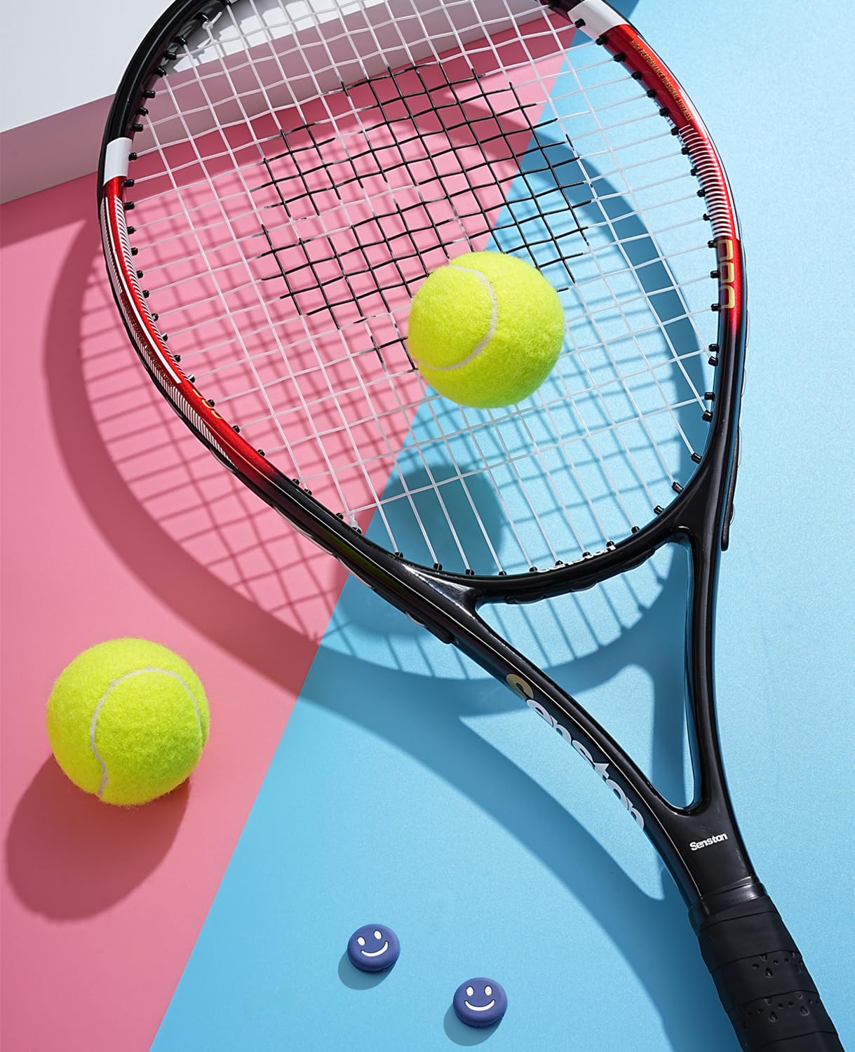 Senston Racchette da Tennis Professionali da 27" (68,5 cm), per 2 Giocatori, con copertura, overgrip da tennis, smorzatore di vibrazioni