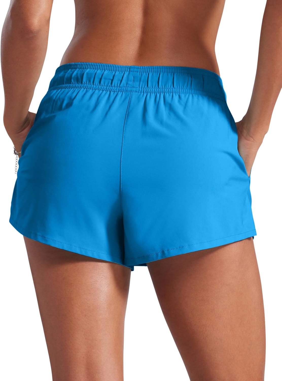 CRZ YOGA Donna 3” Vita Media Nuoto Pantaloncini Spacchetti Laterali Costume da Bagno Asciugatura Rapida con Fodera Tasche