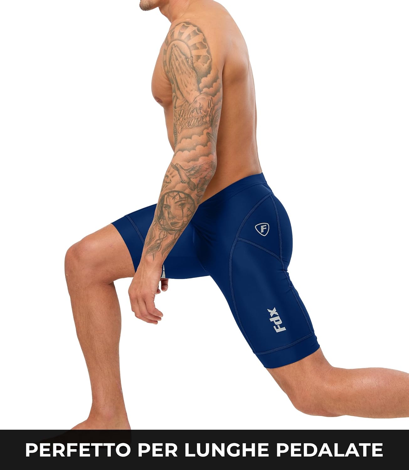 FDX Pantaloncini Ciclismo Uomo Imbottiti 3D, Intimo MTB Traspirante e Asciugatura Rapida, Antiscivolo, Shorts Bici da