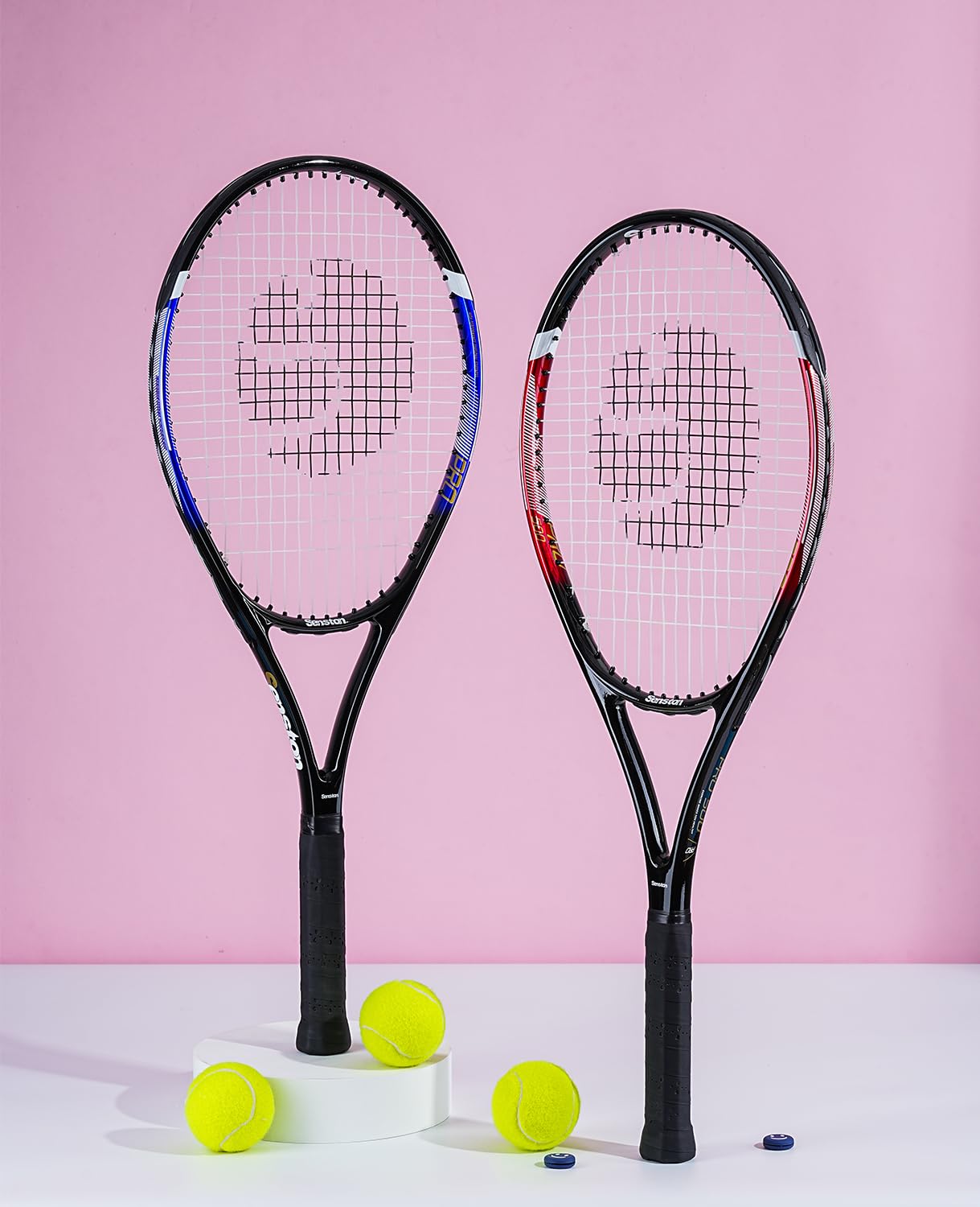 Senston Racchette da Tennis Professionali da 27" (68,5 cm), per 2 Giocatori, con copertura, overgrip da tennis, smorzatore di vibrazioni