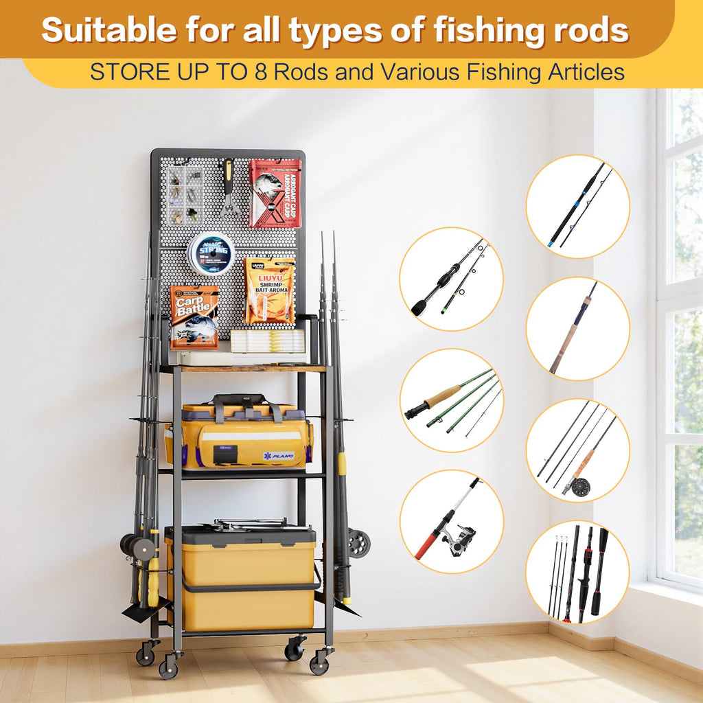 Bikoney Supporto per Canna da Pesca Accessori da Pesca Attrezzi da Pesca Organizzatori di Attrezzature da Pesca Negozio da Pesca Supporti per Canna da Pesca Carrello per Garage Casa Ingresso Angolo