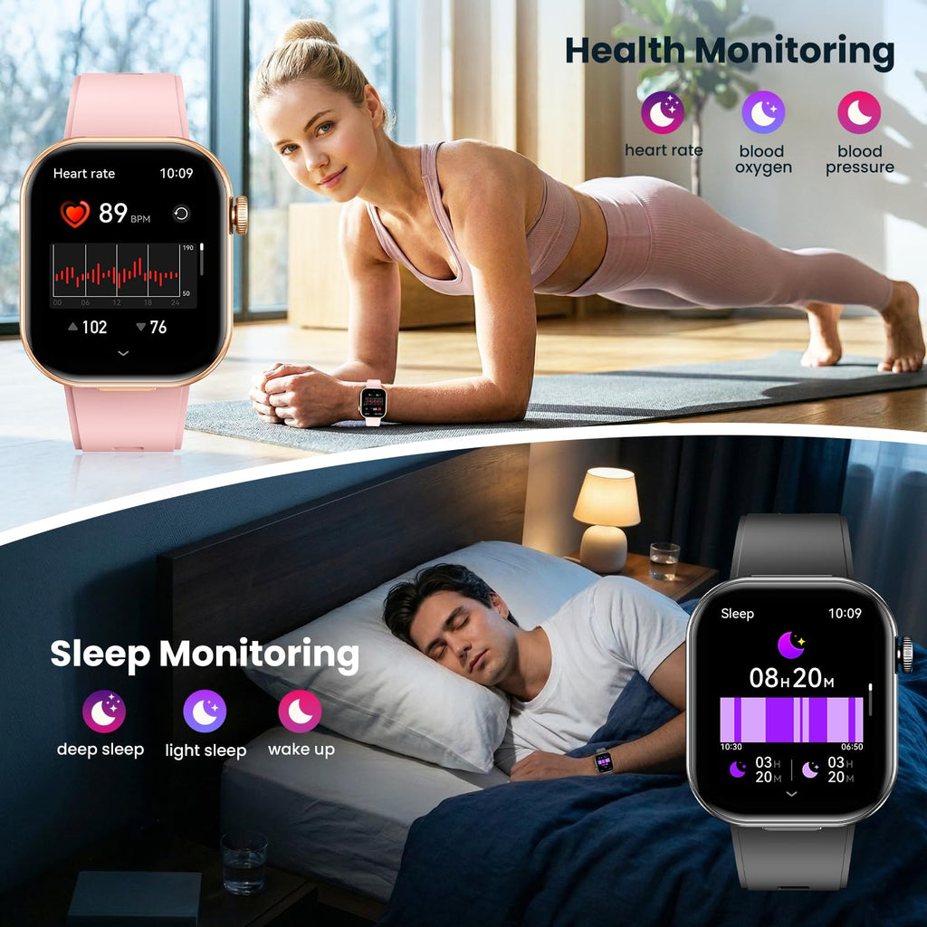 Smartwatch Donna Uomo con Auricolari Bluetooth: 2.02" Orologio Smart Watch Effettua Risposta Chiamate 100 Modalità Sportive Fitness Tracker IP67 Impermeabile WhatsApp Notifice Compatibile Android iOS