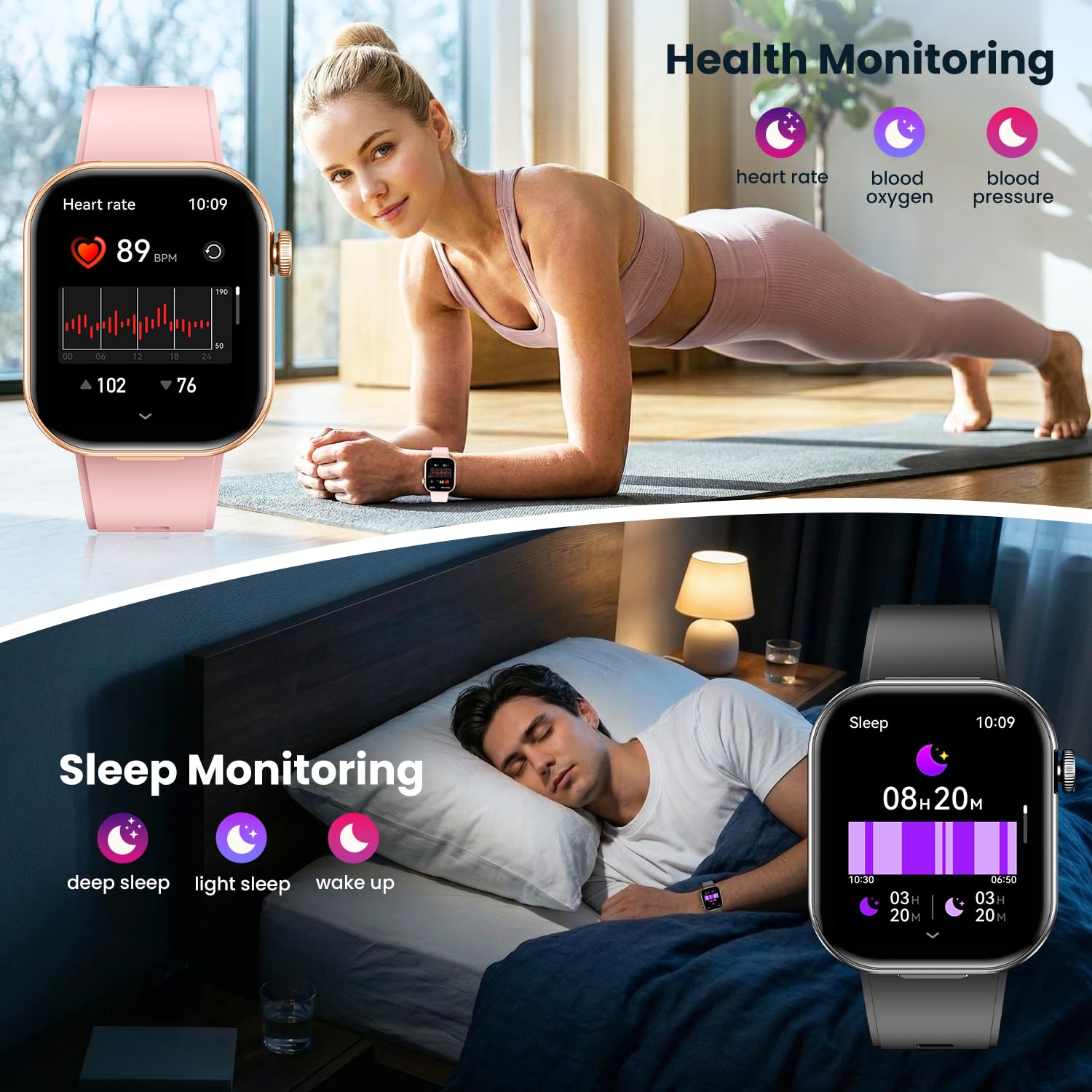 Smartwatch Donna Uomo con Auricolari Bluetooth: 2.02" Orologio Smart Watch Effettua Risposta Chiamate 100 Modalità Sportive Fitness Tracker IP67 Impermeabile WhatsApp Notifice Compatibile Android iOS
