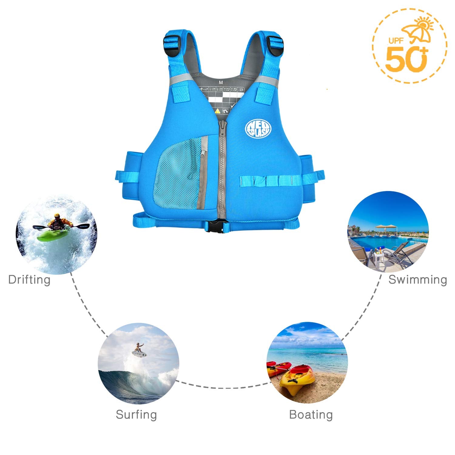 Aiuto al Galleggiamento Adulti, Giubbotto Solido, Ideale per Sport Acquatici, kayak, Sup, Canottaggio, Snorkeling