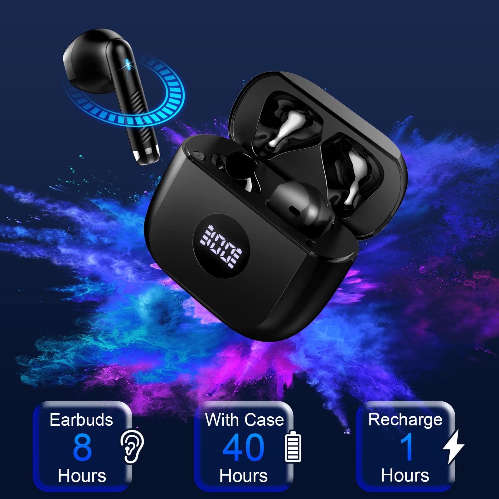 2026 Cuffie Bluetooth Auricolari Bluetooth 5.4, Cuffie Wireless con 4 ENC Cancellazione Rumore Mic, Cuffie in Ear 40 Ore di Riproduzione, Cuffie Senza Filo HiFi Stereo IP7 Impermeabili per iOS/Android