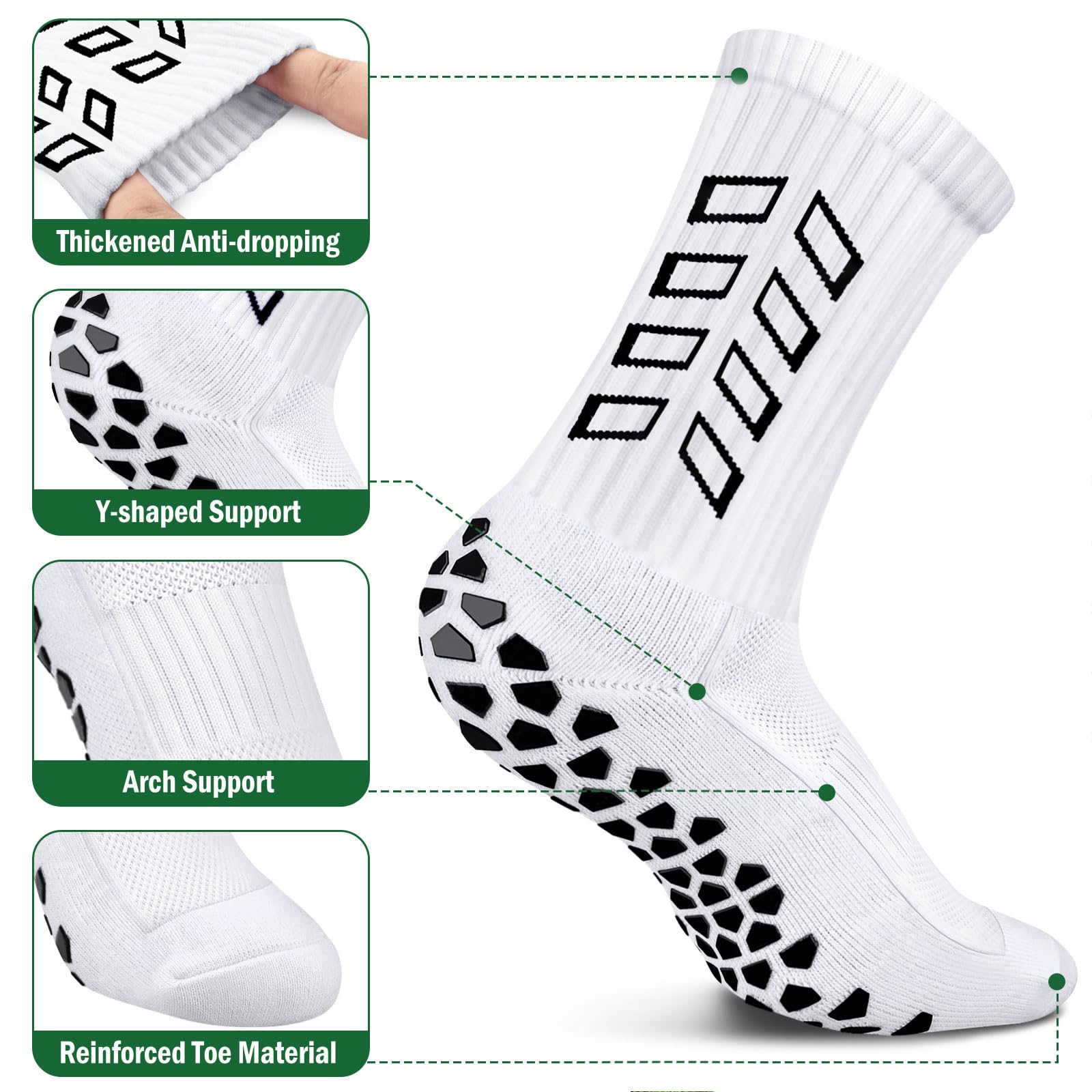 Calze Calcio Antiscivolo Uomo 37-45 Calze Antiscivolo Calcio Anti Vesciche Addensare Cotone Calzini Sportivi Donna Traspirante Calzini Grip Calcio per Ciclismo Trekking