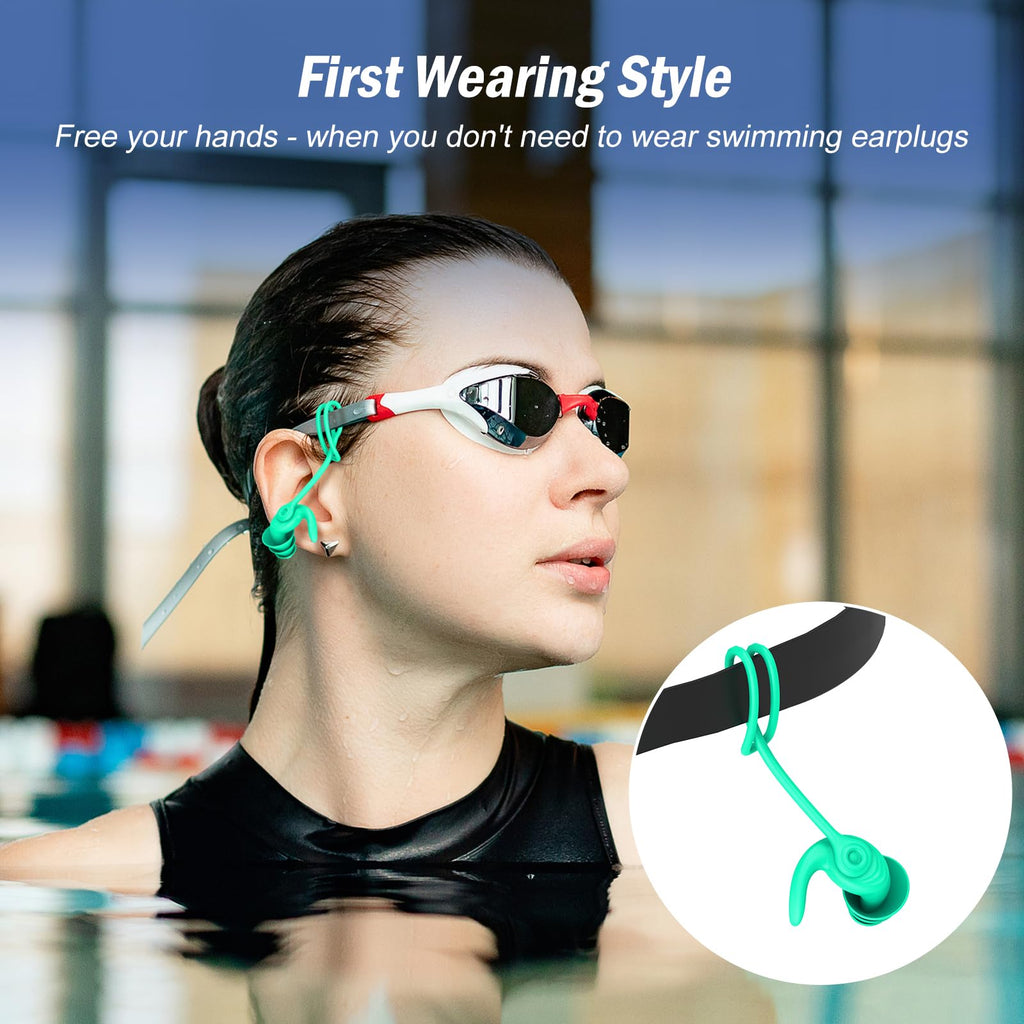 Tappi per le Orecchie da Nuoto per Adulti, 4 Paia Tappi Auricolari Impermeabili Riutilizzabili in Silicone con Cavo Rimovibile, Perfetti per Nuoto, Doccia, Surf e Altri Sport Acquatici