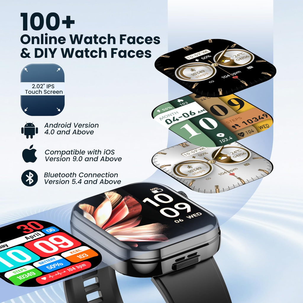 Smartwatch Donna Uomo con Auricolari Bluetooth: 2.02" Orologio Smart Watch Effettua Risposta Chiamate 100 Modalità Sportive Fitness Tracker IP67 Impermeabile WhatsApp Notifice Compatibile Android iOS