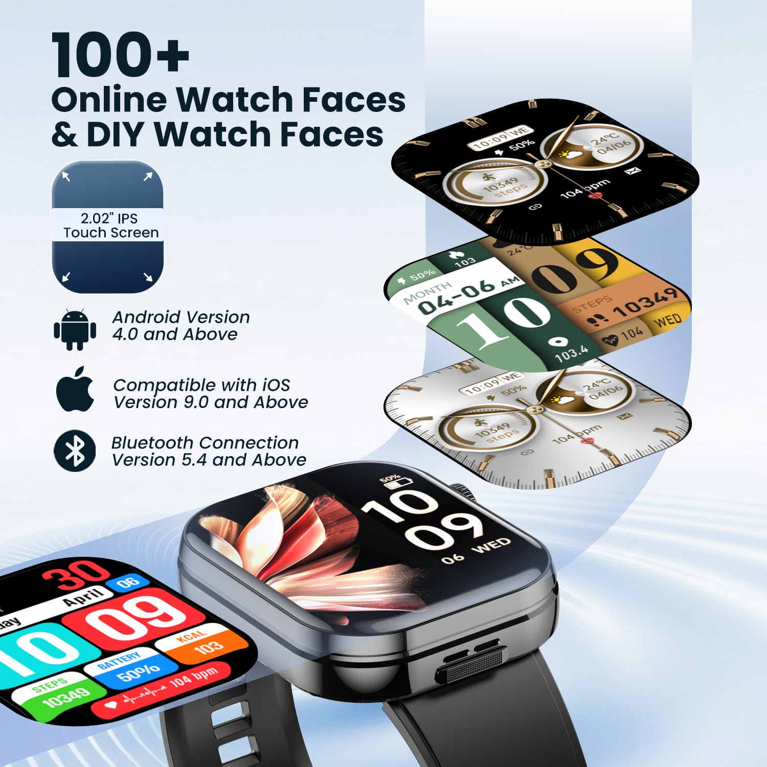 Smartwatch Donna Uomo con Auricolari Bluetooth: 2.02" Orologio Smart Watch Effettua Risposta Chiamate 100 Modalità Sportive Fitness Tracker IP67 Impermeabile WhatsApp Notifice Compatibile Android iOS